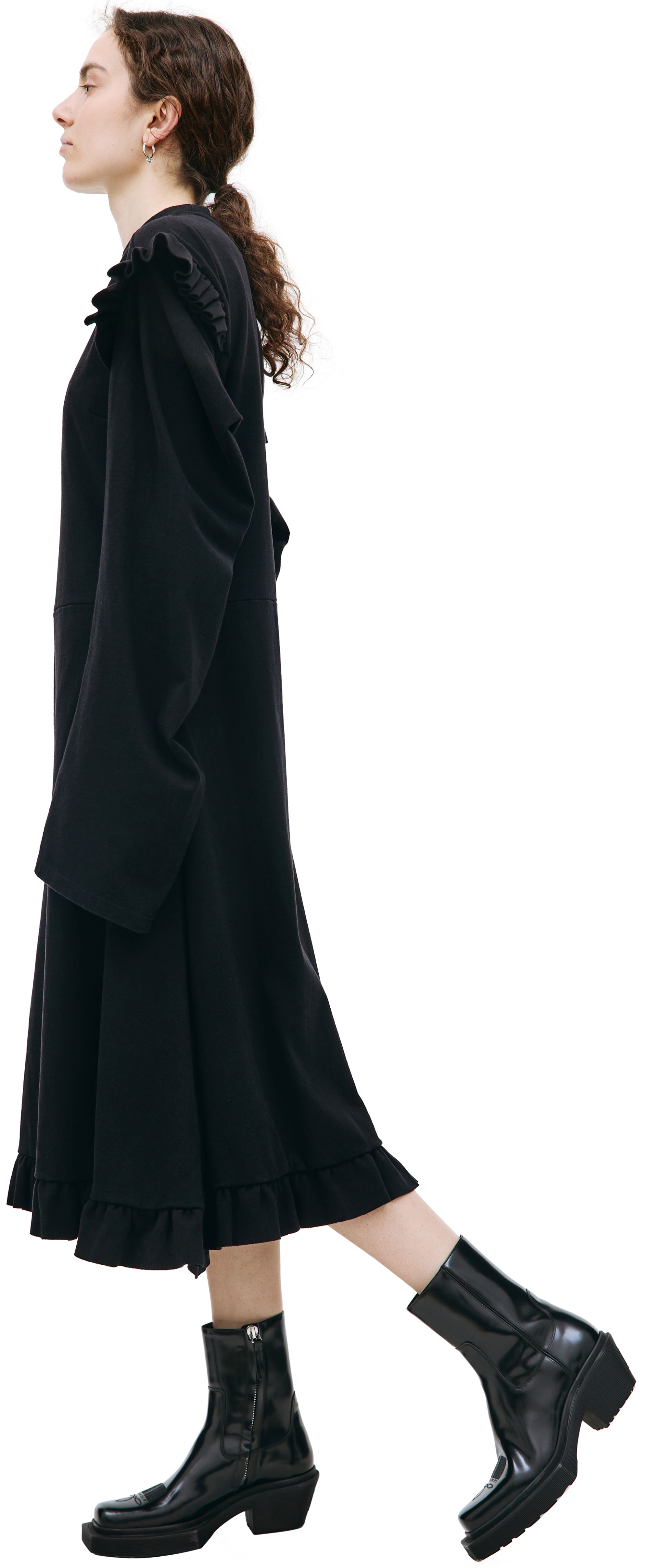 VETEMENTS Black ruffle midi dress