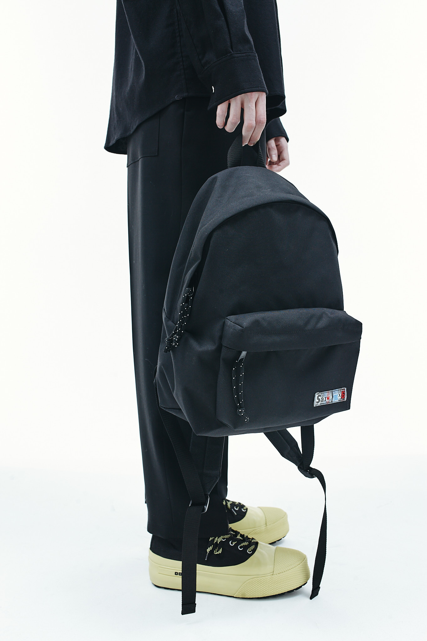 Saint Michael Black small backpack  with logo patch
