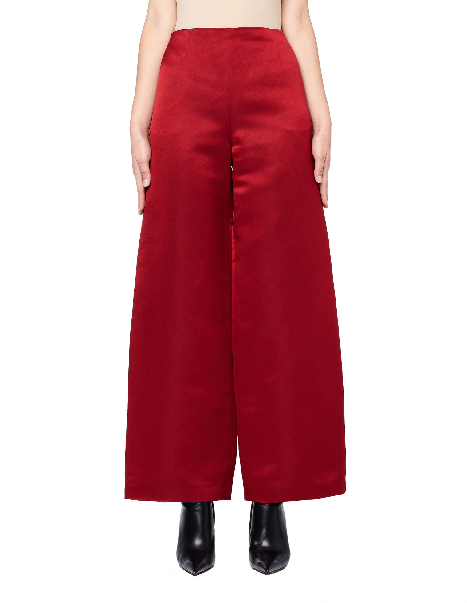 The Row Strom Wide Leg Red Silk Pants