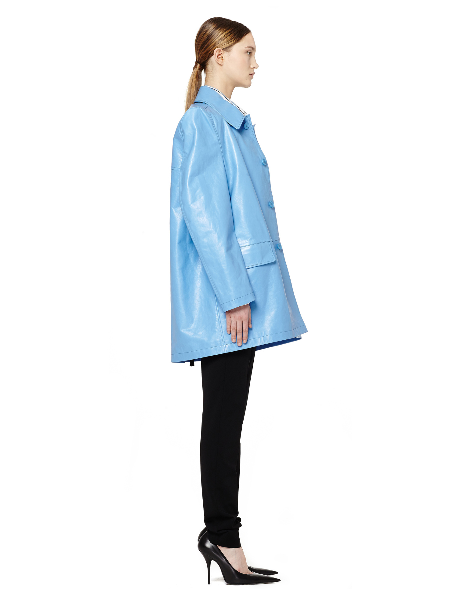 Balenciaga Кожаный плащ с оверсайз плечами