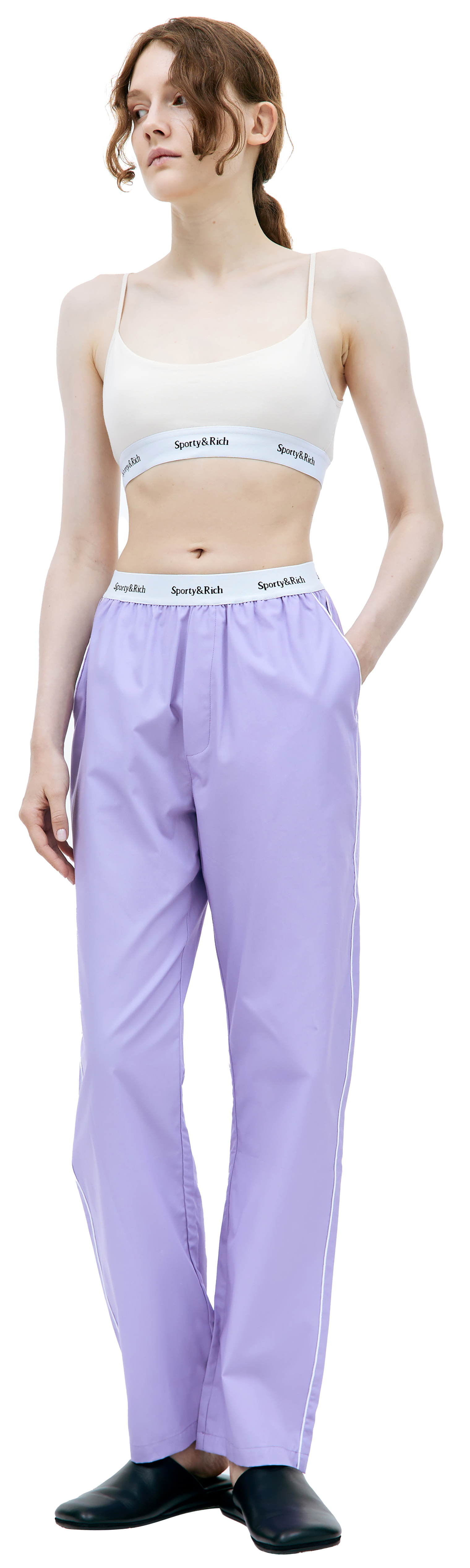 SPORTY & RICH Пижамные брюки Serif на резинке