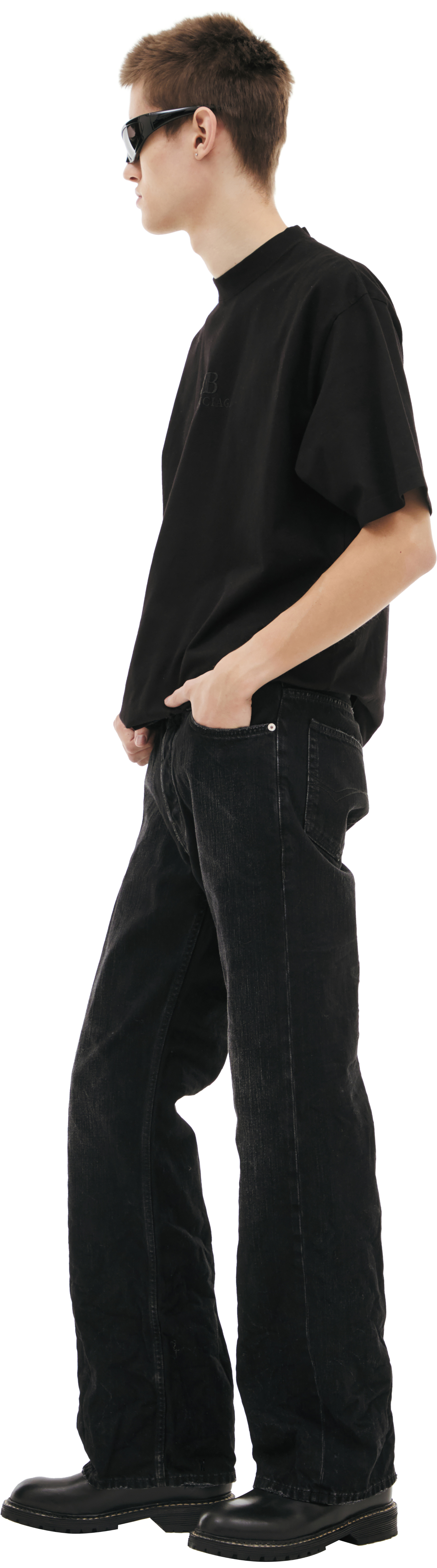 Balenciaga Wide-leg jeans with distressing