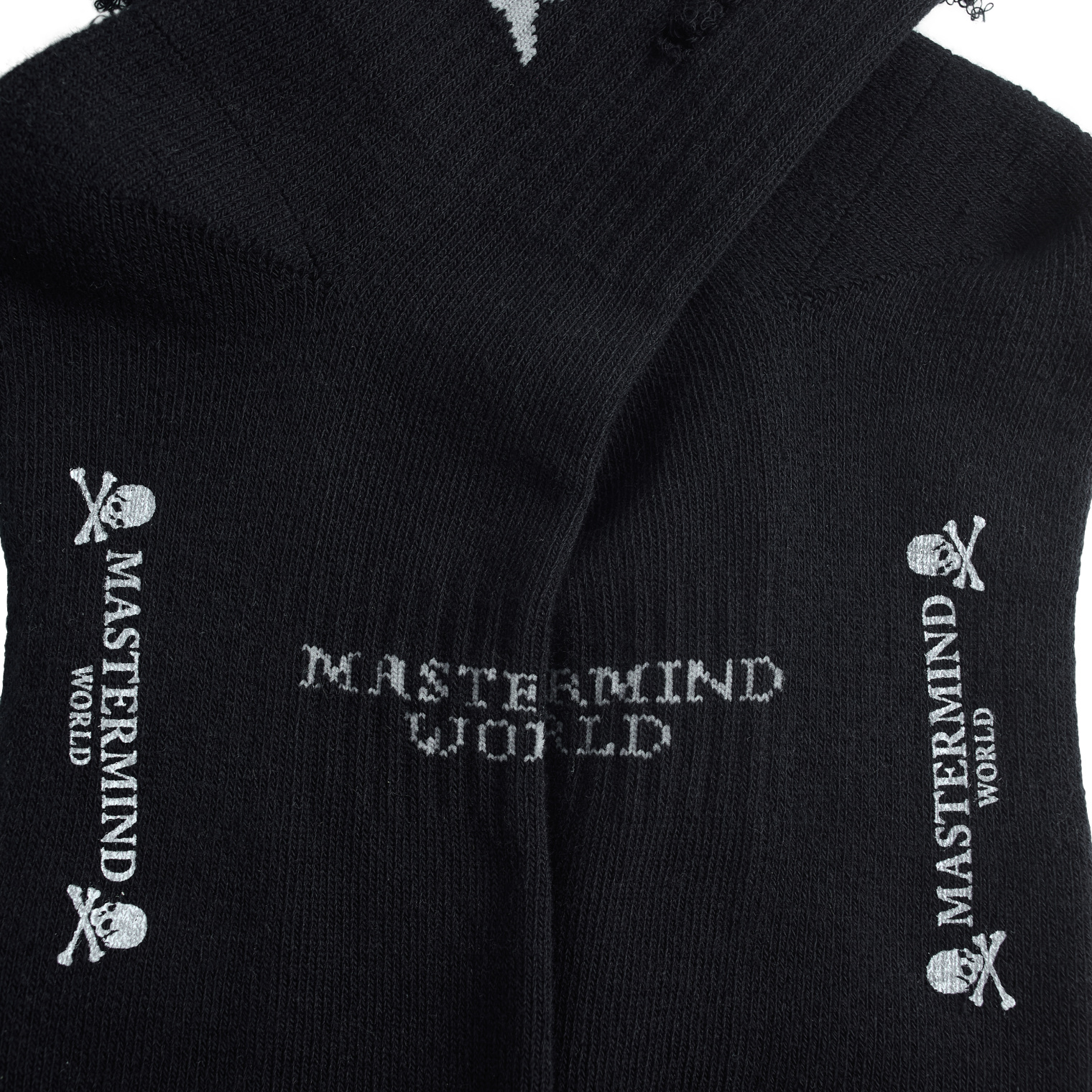 Mastermind WORLD Носки-MW25S14-SO003/BLACK рваные, вышивка лого, черный