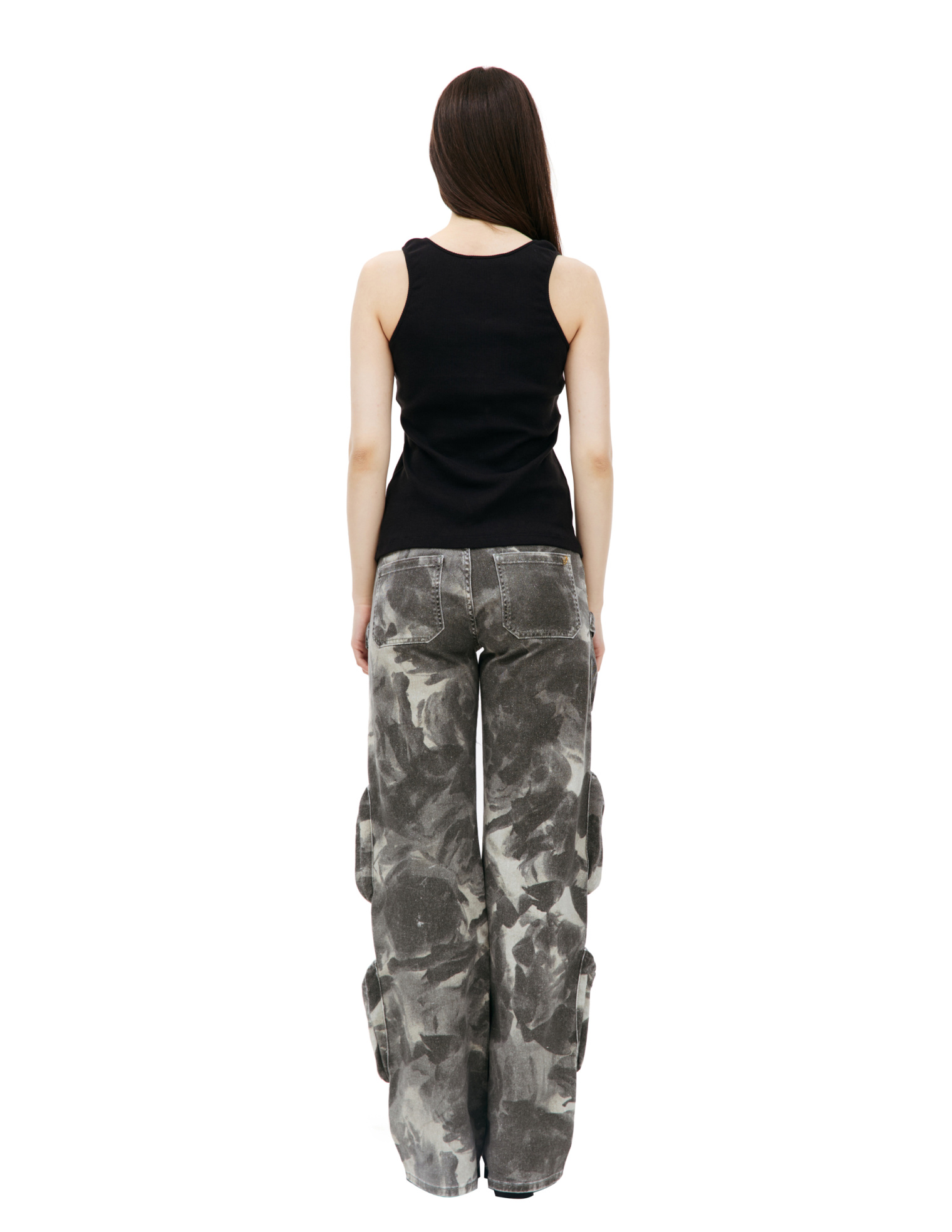Blumarine Black crystal logo tank top