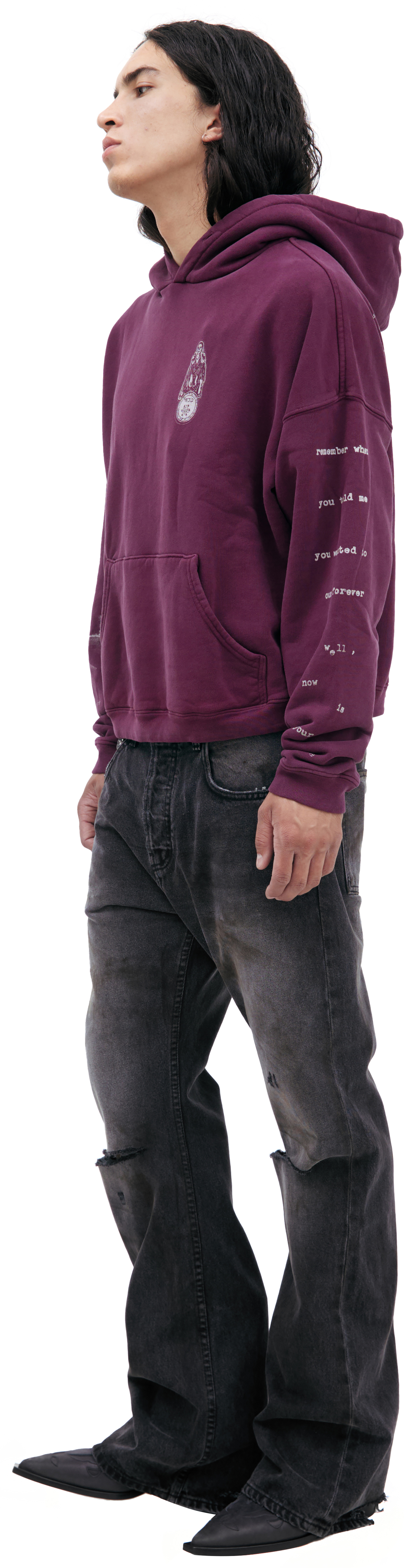 Enfants Riches Déprimés Burgundy hoodie with print