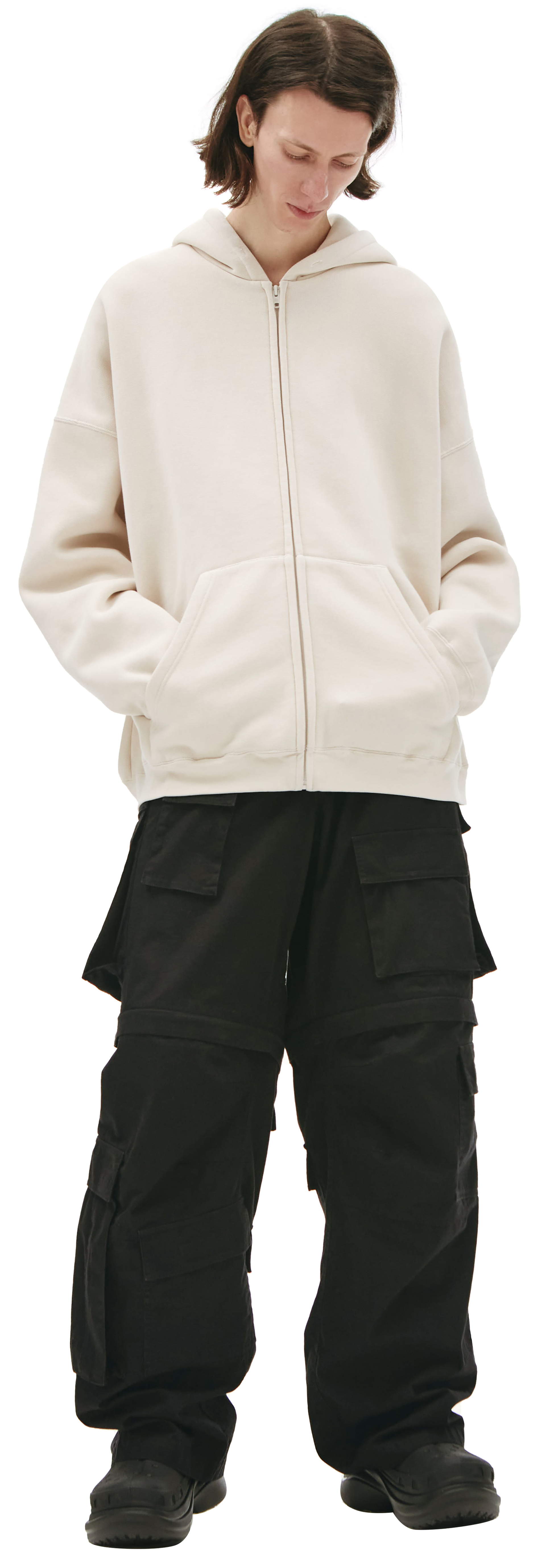 Balenciaga Zip-Up Hoodie In Beige