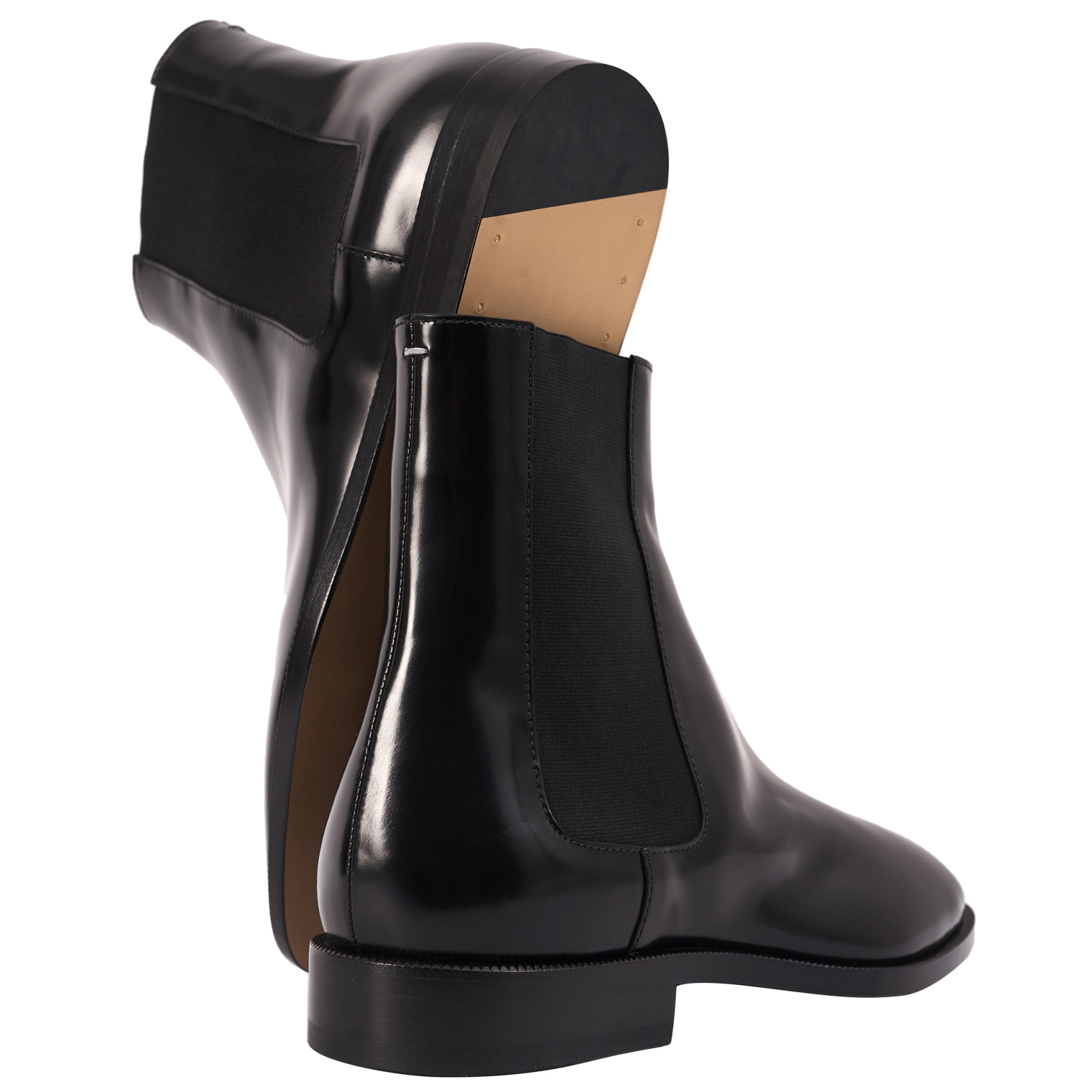 Maison Margiela Tabi Leather Chelsea Boots In Black