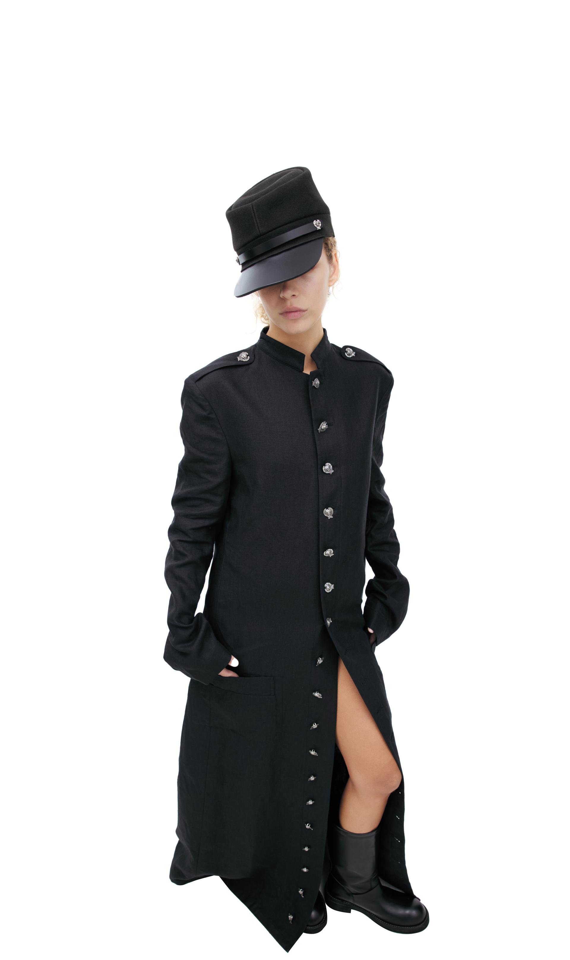 Enfants Riches Déprimés LINEN PRIEST COAT WITH CHERUB BUTTONS