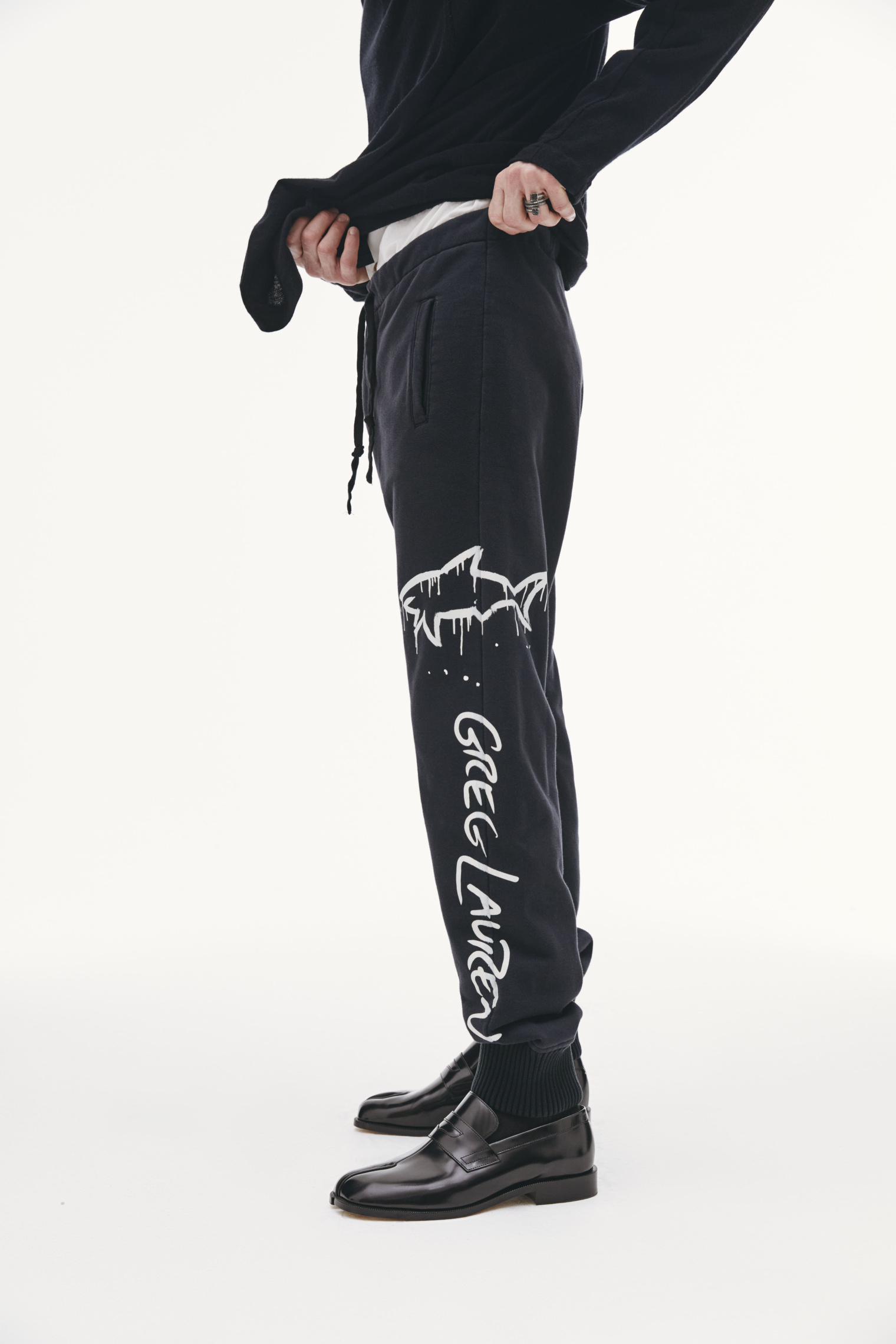 Greg Lauren Paul Shark Cotton Printed Trousers