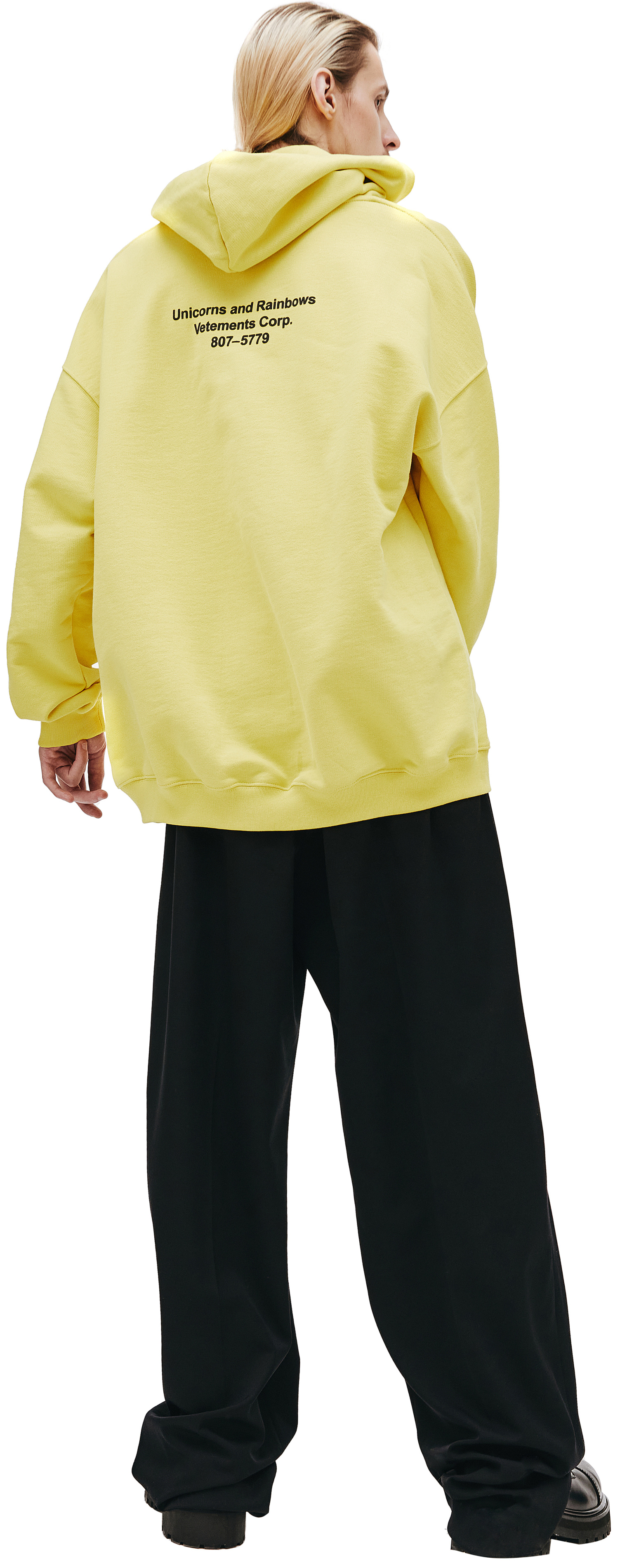 VETEMENTS Yellow Cotton Oversize Unicorn Hoodie