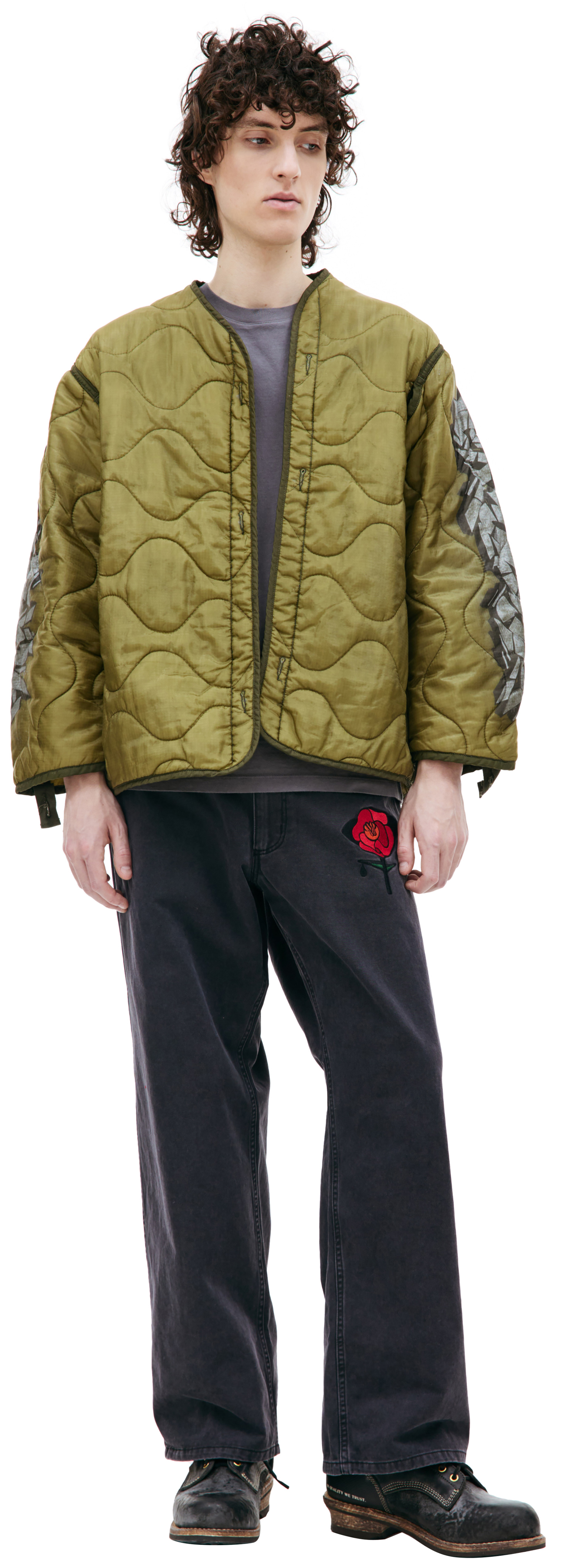 Children of the discordance Quilted jacket with graffiti print
