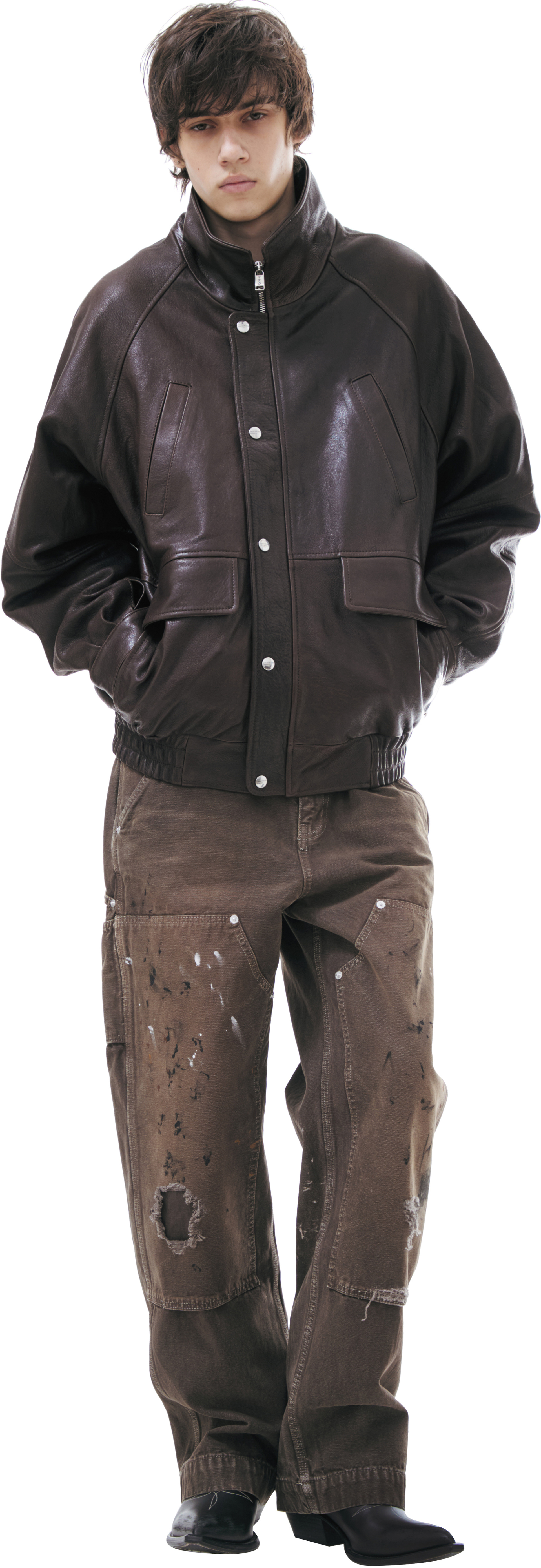 Enfants Riches Déprimés Leather jacket with a zipper
