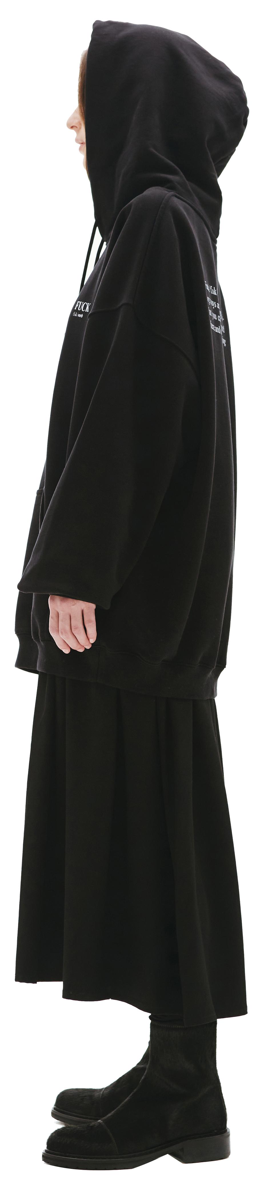 VETEMENTS Black Hoodie Fuck Verb Printed