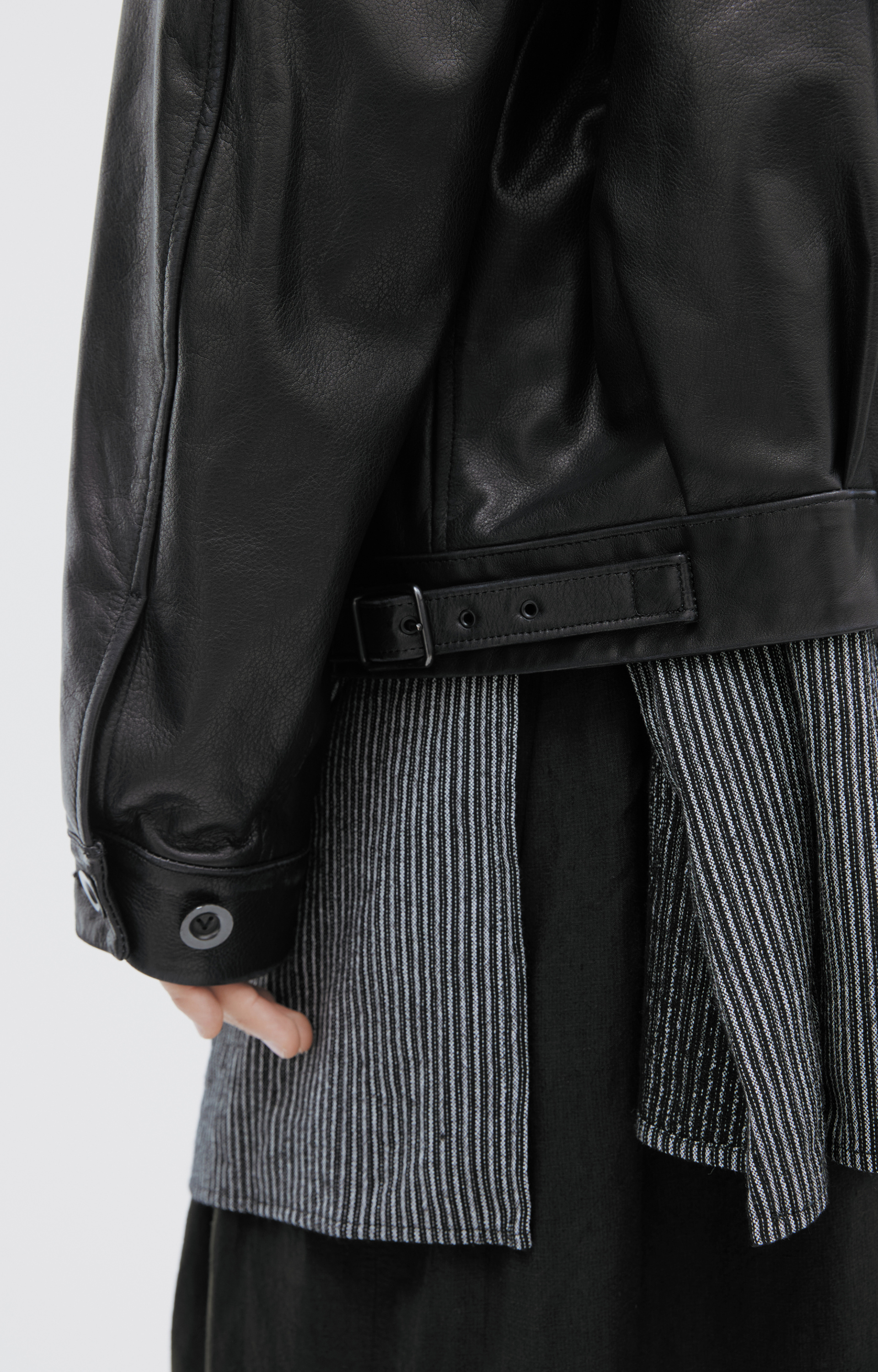 The Viridi-Anne Leather jacket with patch pockets