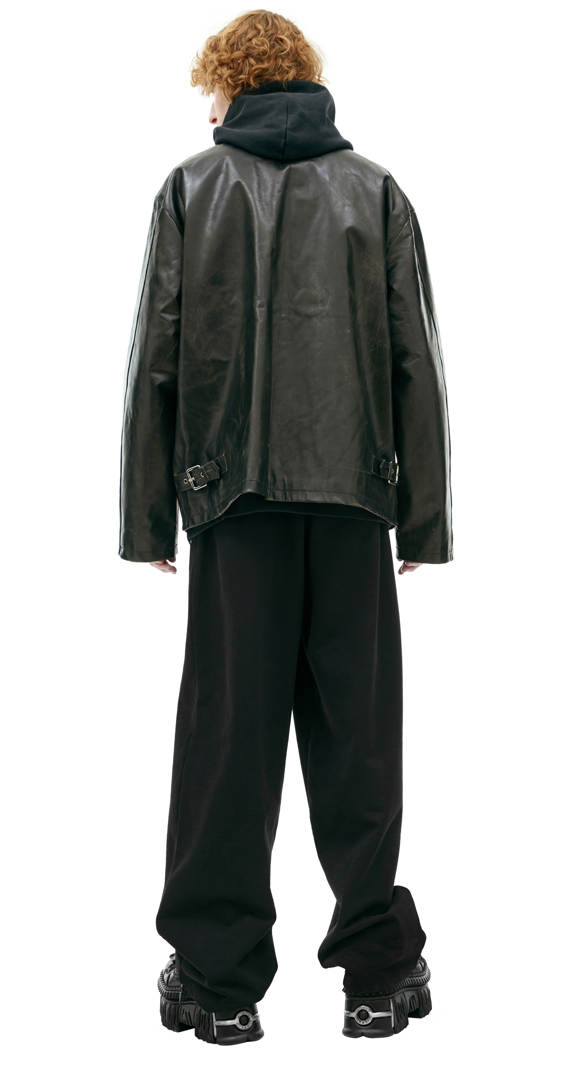 VETEMENTS Leather jacket with collar