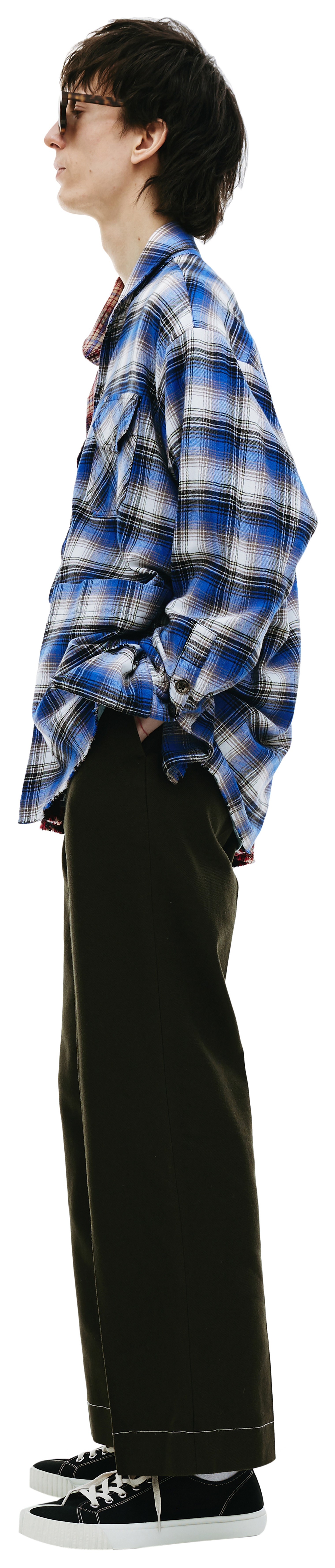Greg Lauren Two-tone checked shirt