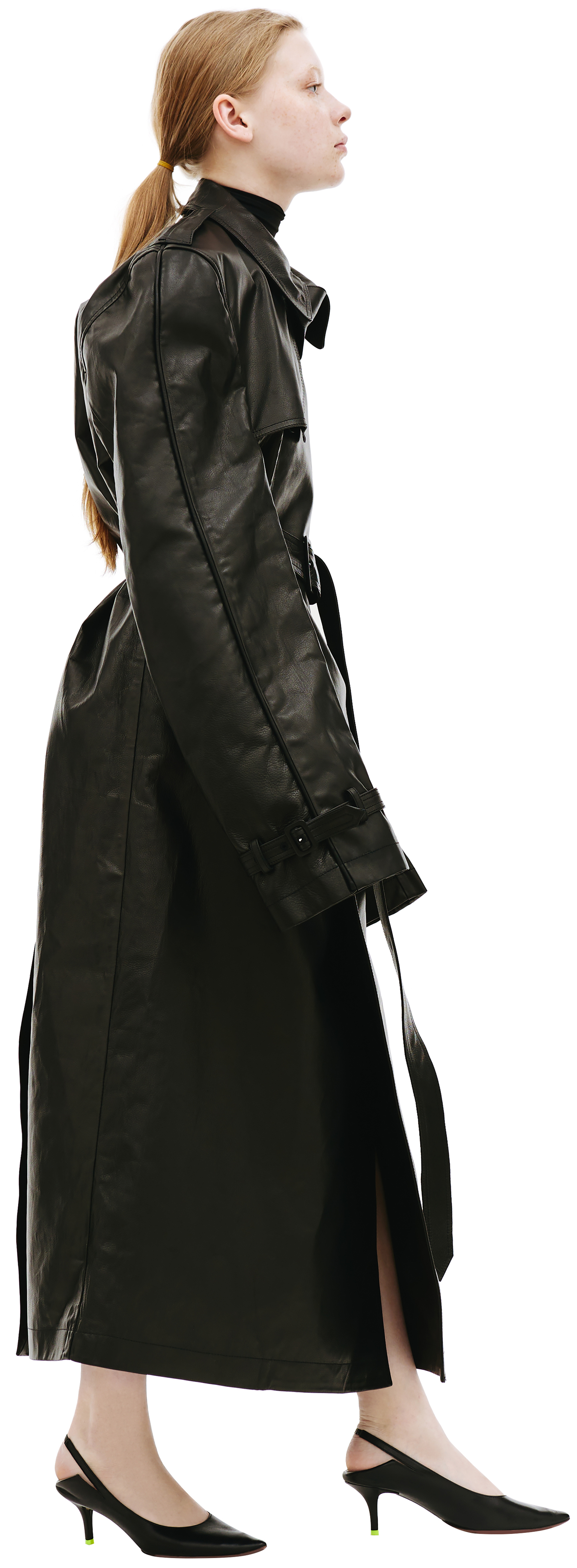 VTMNTS Black leather trench coat