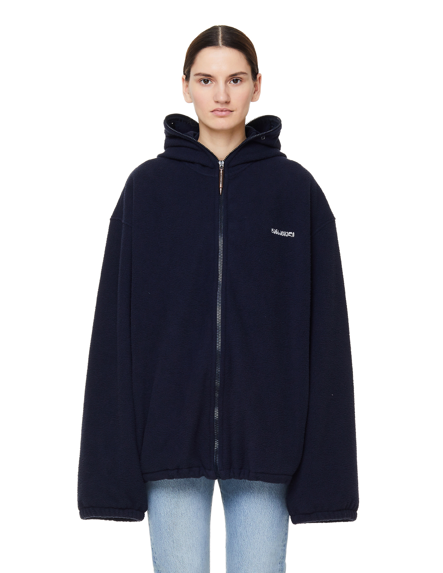 VETEMENTS Худи из флиса с капюшоном-балаклавой