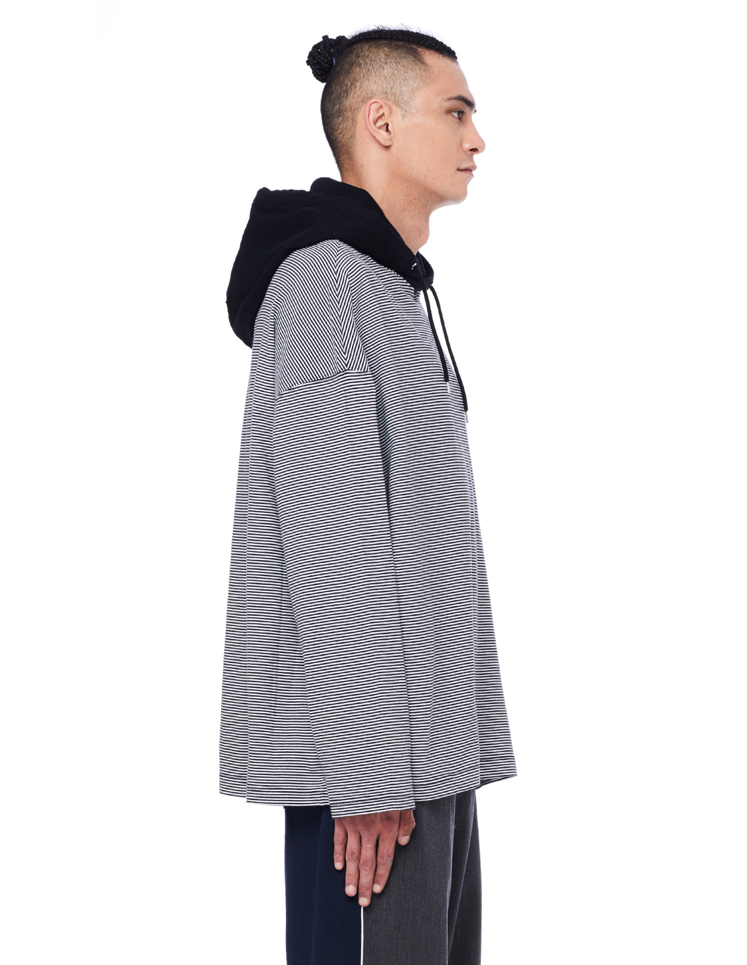 John Undercover Black & White Striped Hoodie