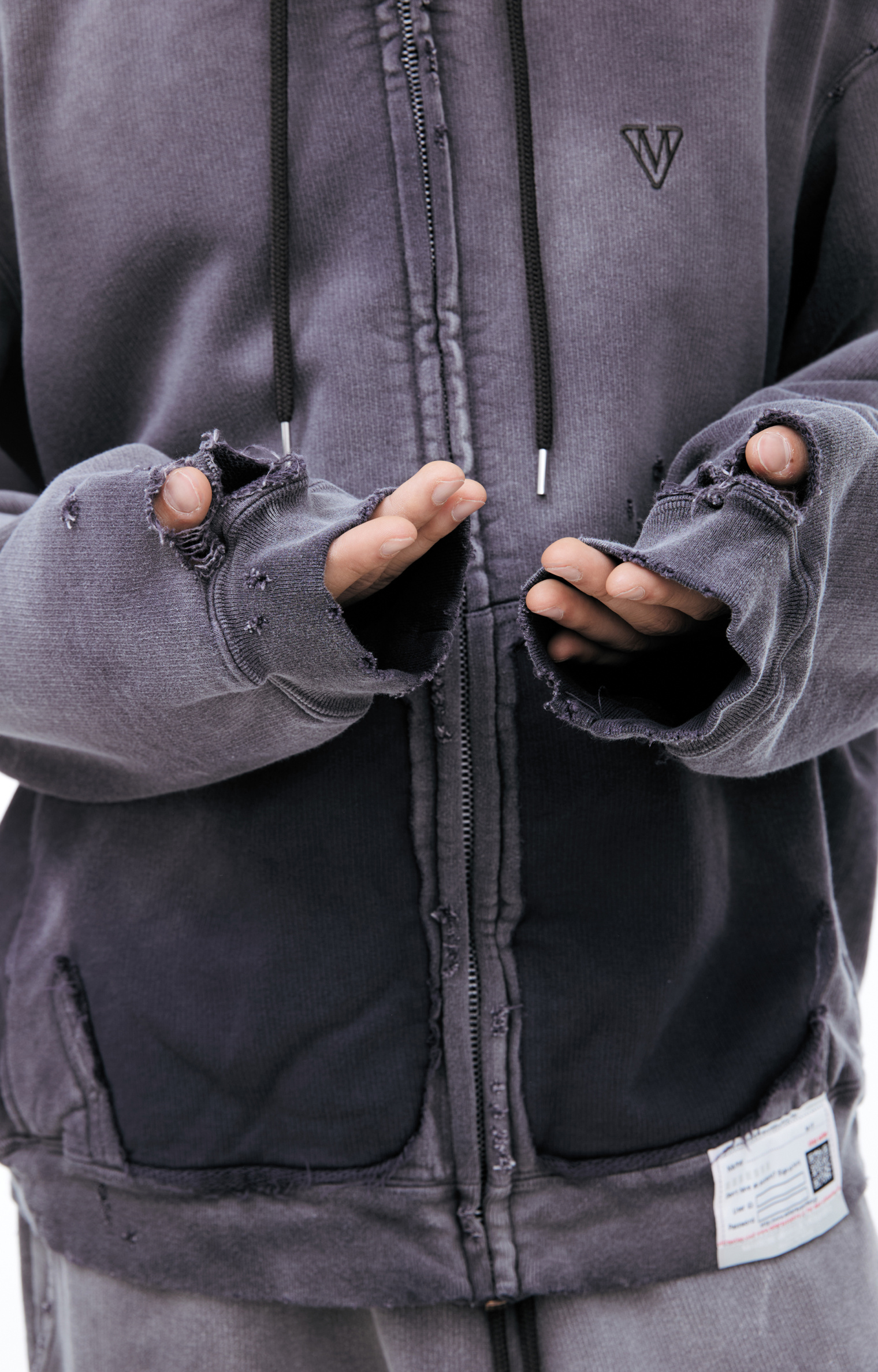 Buy Maison Mihara Yasuhiro men grey zippered hoodie for €665