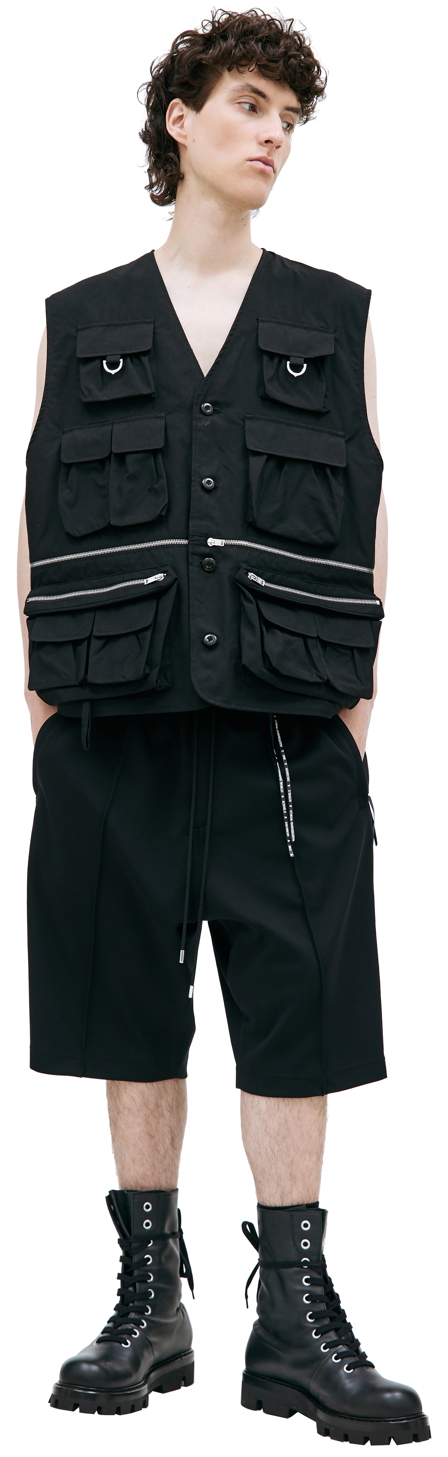 Mastermind WORLD Black multi-pocket vest