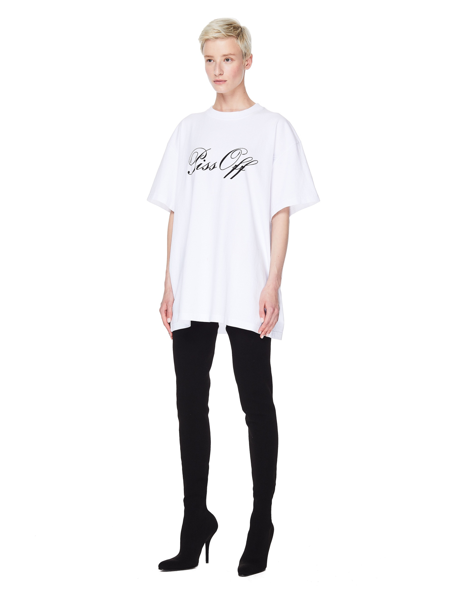 Midnight Studios Piss Off Printed White T-shirt