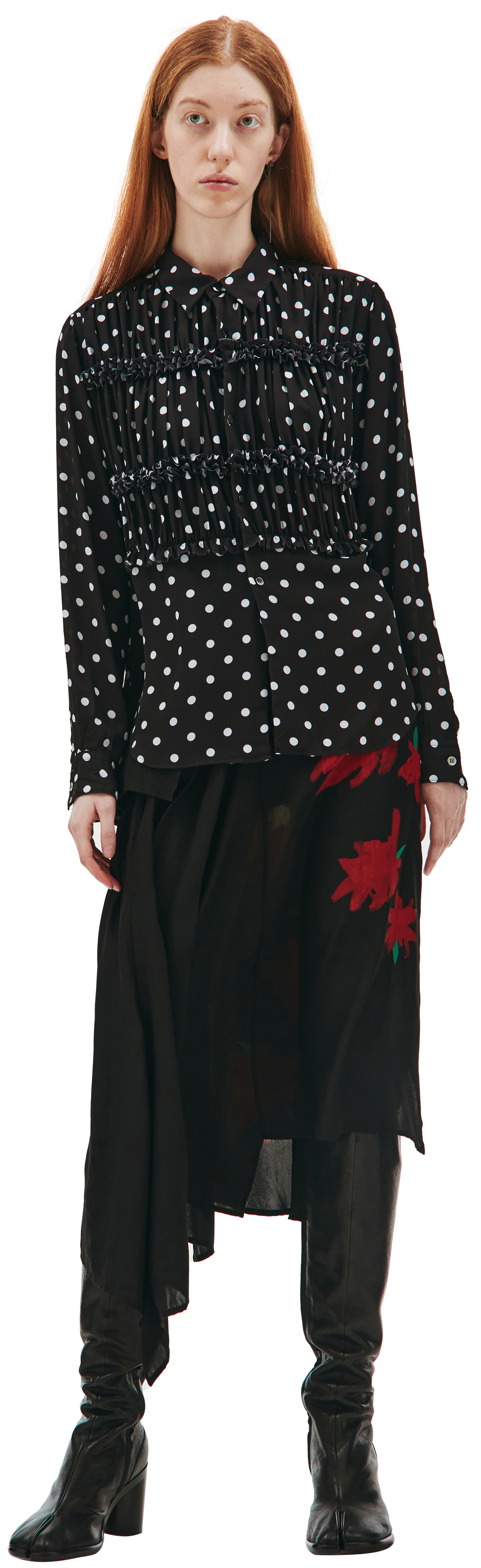 Comme des Garcons CdG Блузка в горох с рюшами
