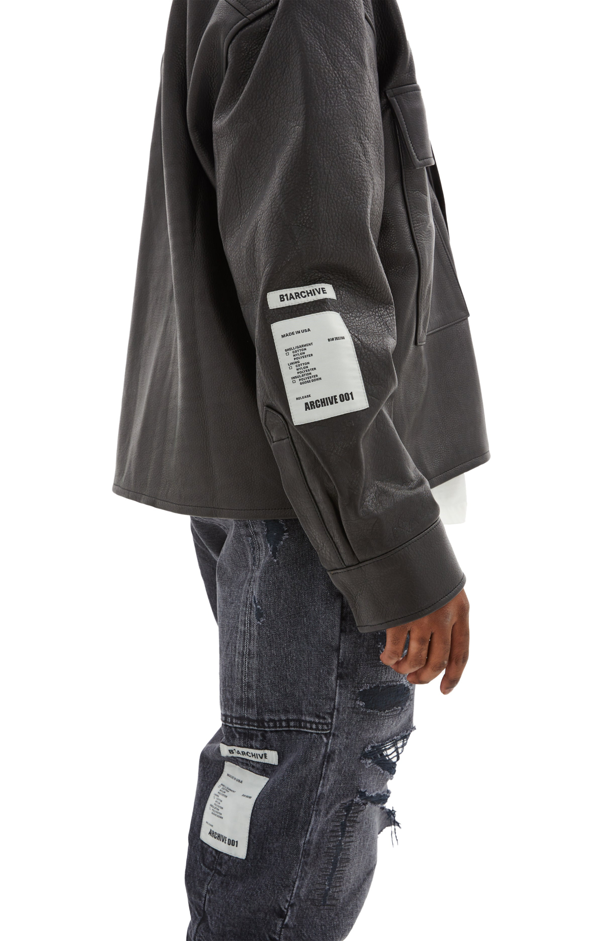 B1ARCHIVE Flap Pocket Shirt-style Leather Jacket