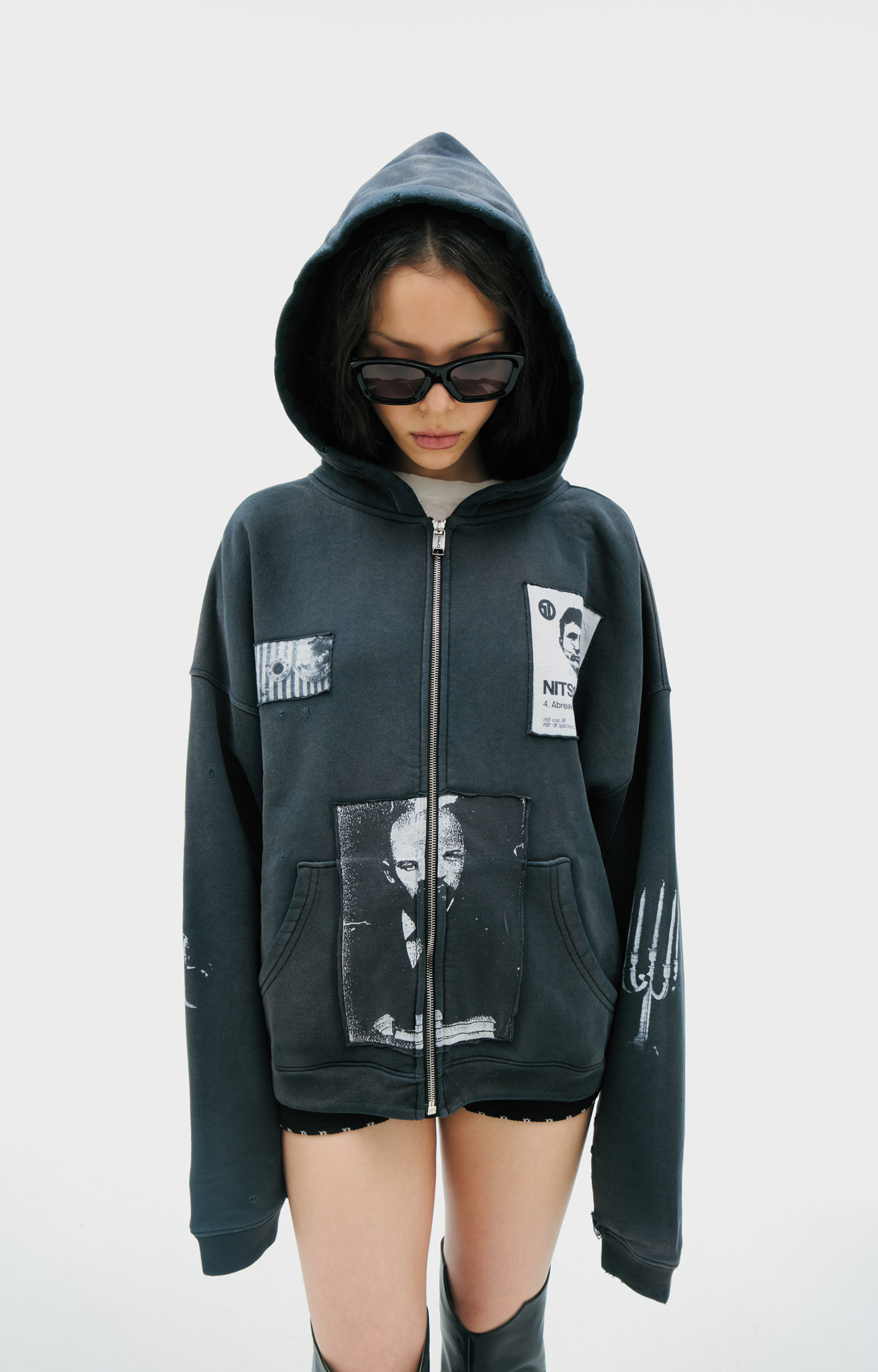 Enfants Riches Déprimés Black zip-up hoodie