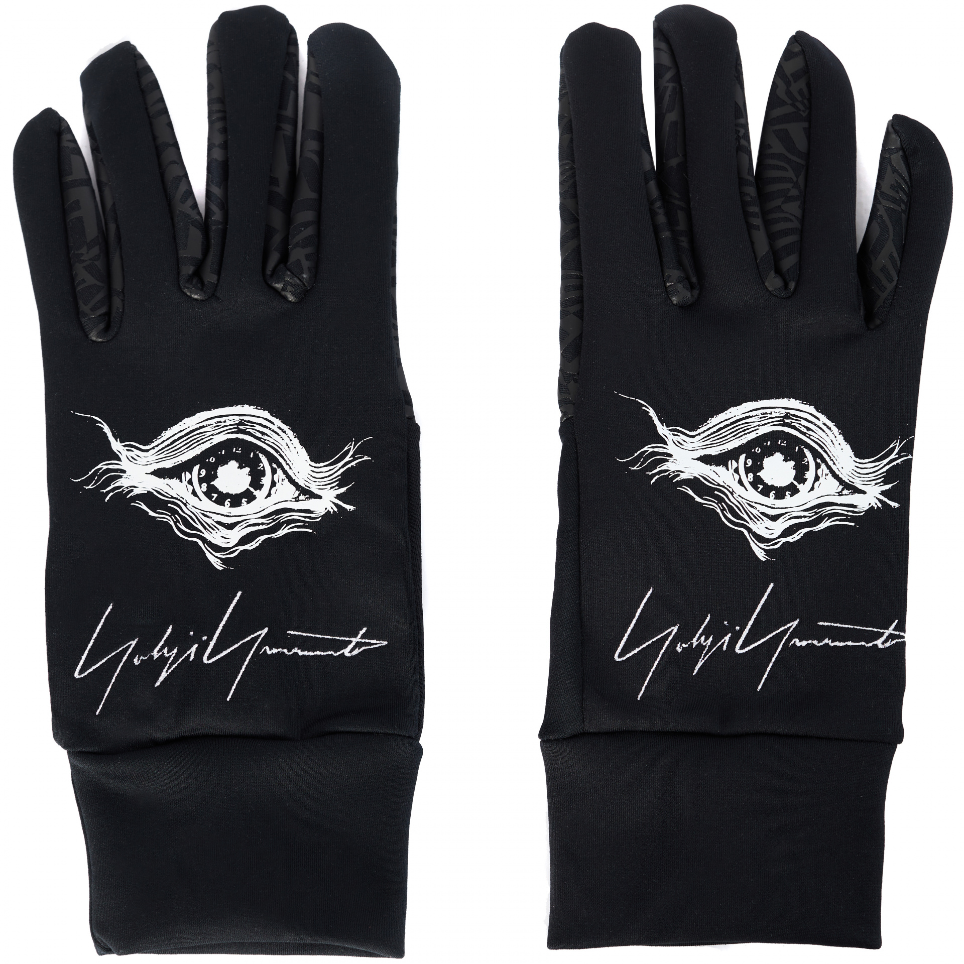 Yohji Yamamoto Черные перчатки с принтом