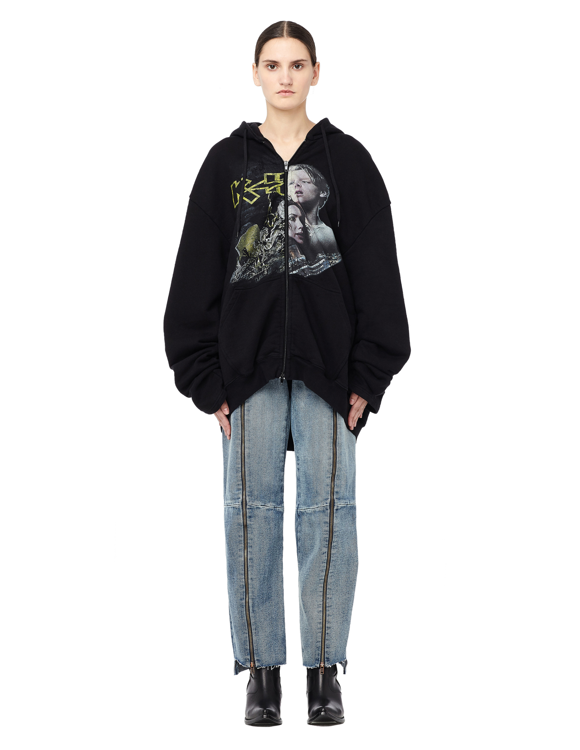 VETEMENTS Titanic Print Cotton Zip Up Hoodie