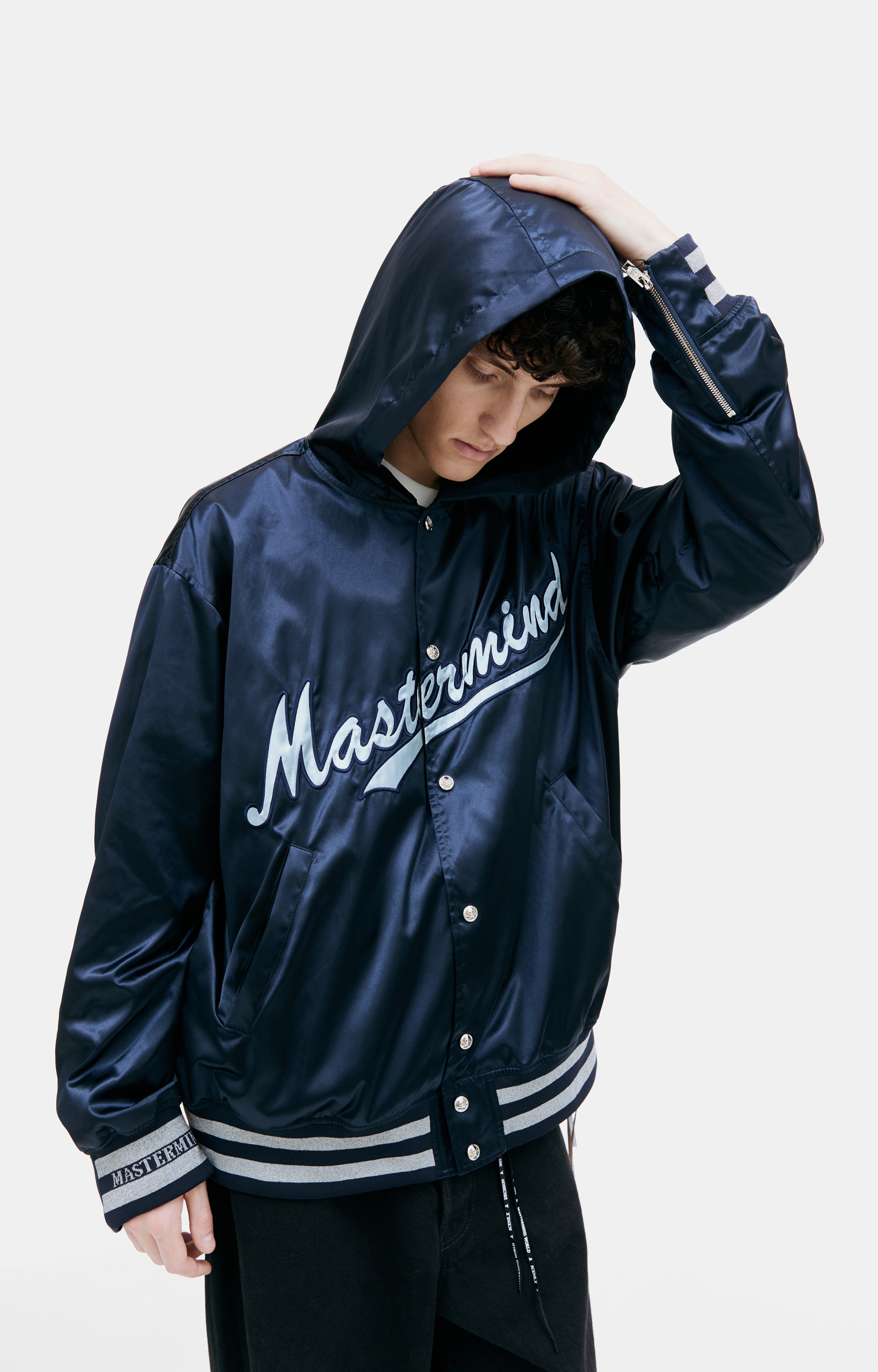 Mastermind WORLD Varsity logo-embroidered bomber jacket
