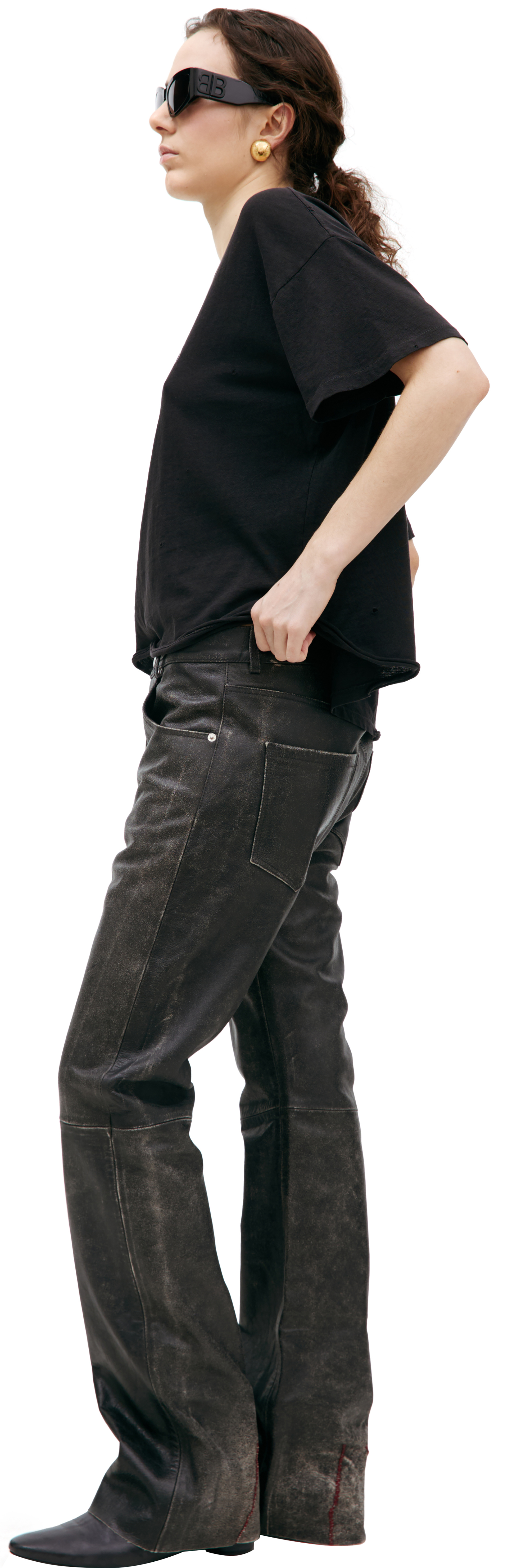 Enfants Riches Déprimés Leather trousers with stitching