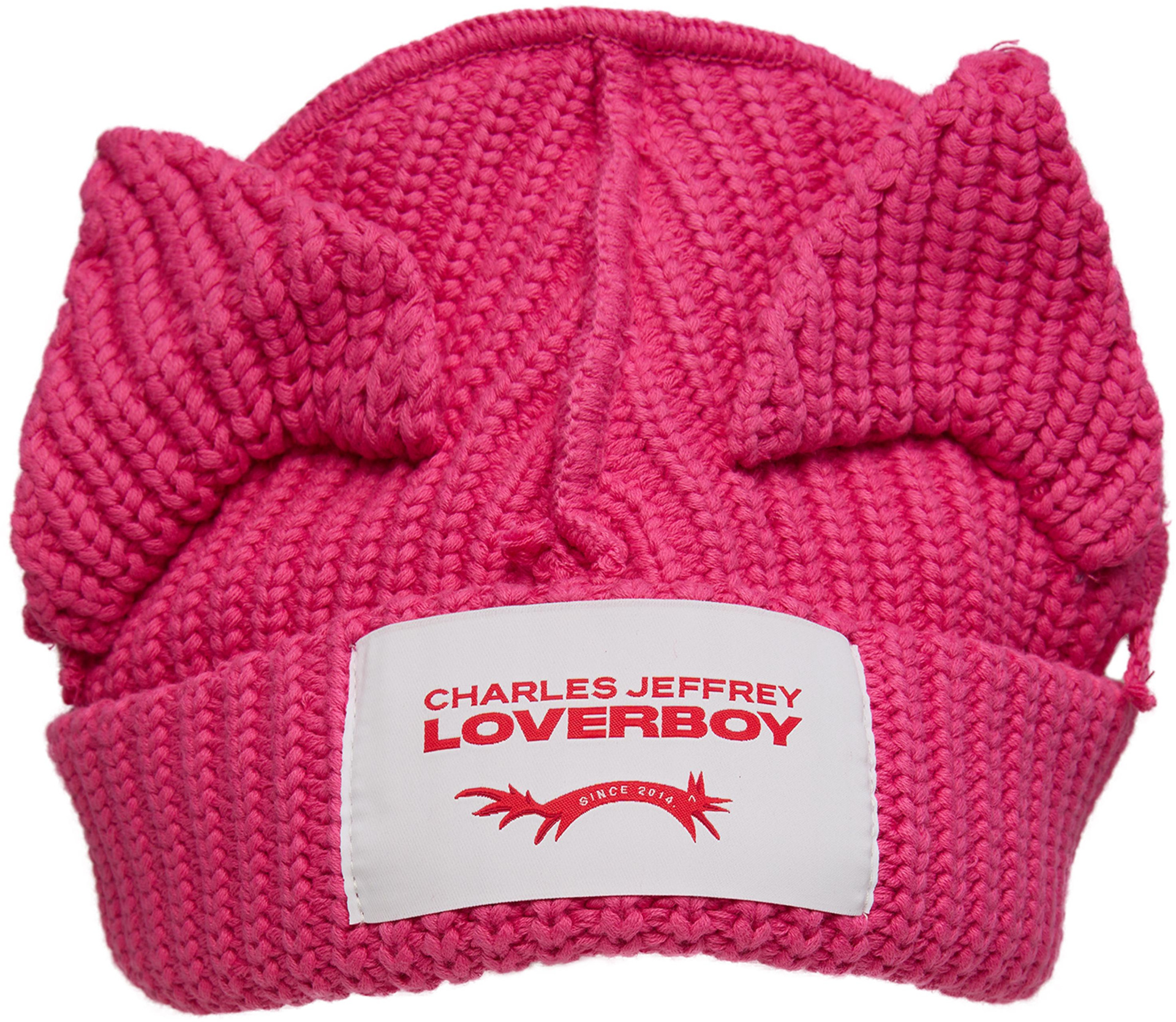 CHARLES JEFFREY LOVERBOY Pink beanie with a patch