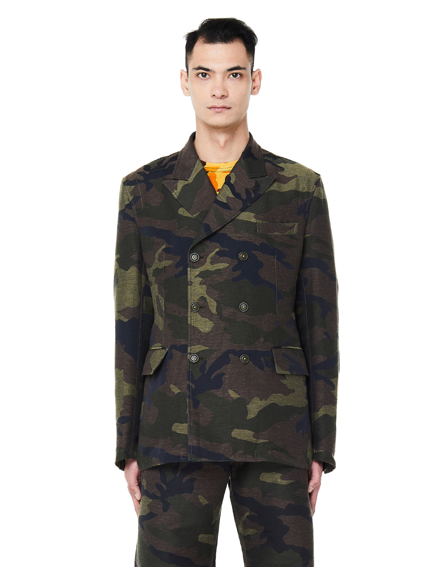 Junya Watanabe Double Breasted Jacquard Camo Jacket