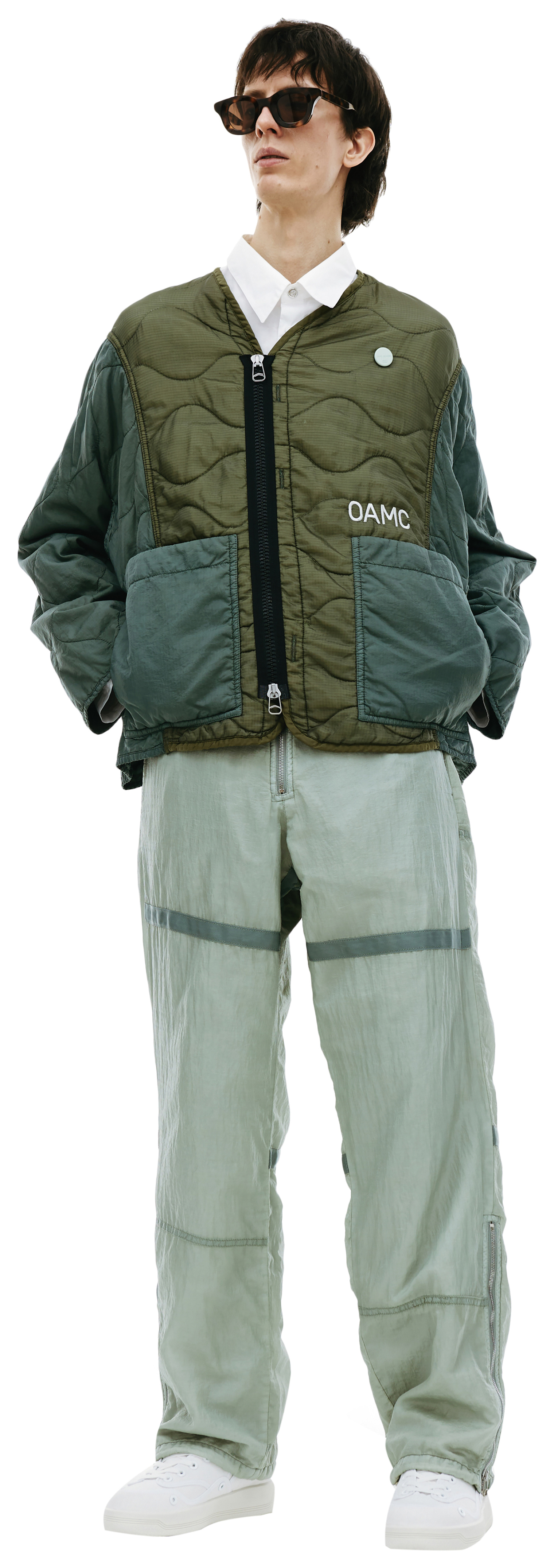 Buy OAMC men green re:work peacemaker quilted jacket for $865