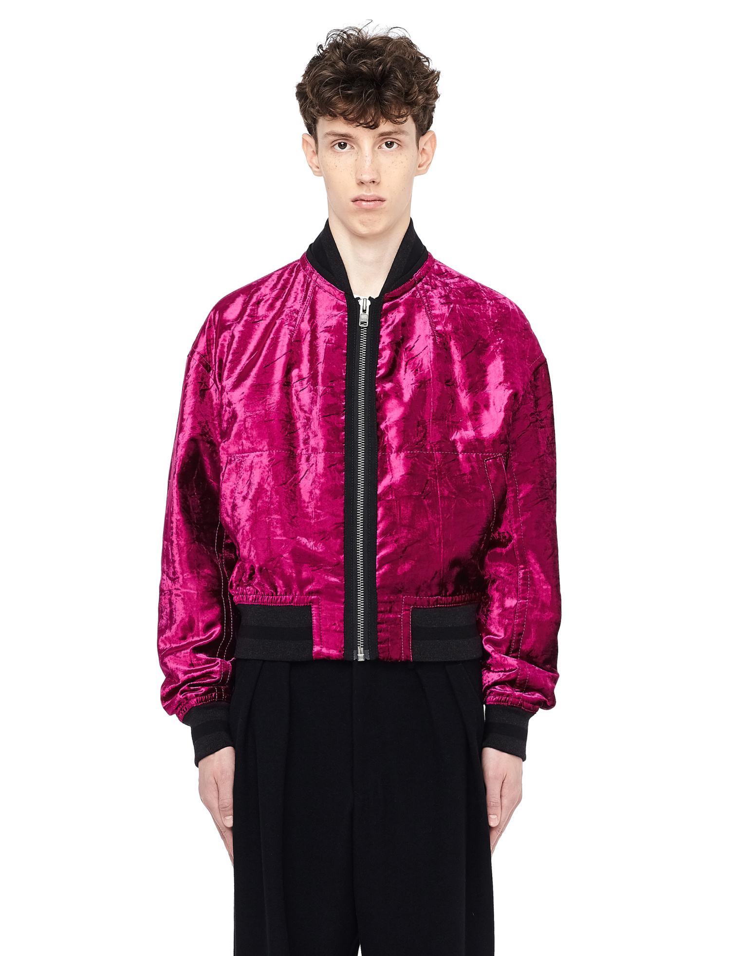 Haider Ackermann Velvet Striped Bomber Jacket
