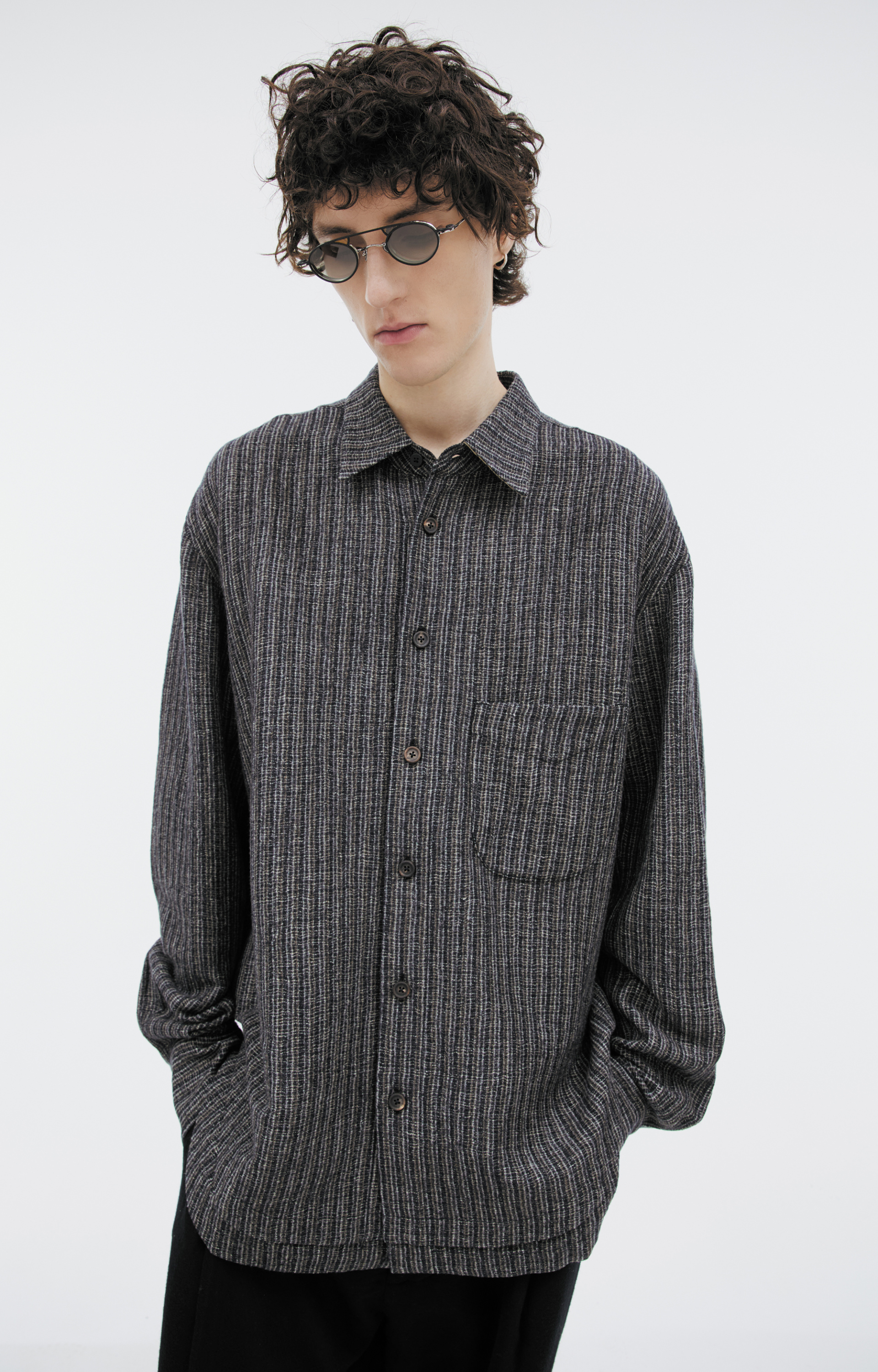 Ziggy Chen Graphite wool & linen shirt