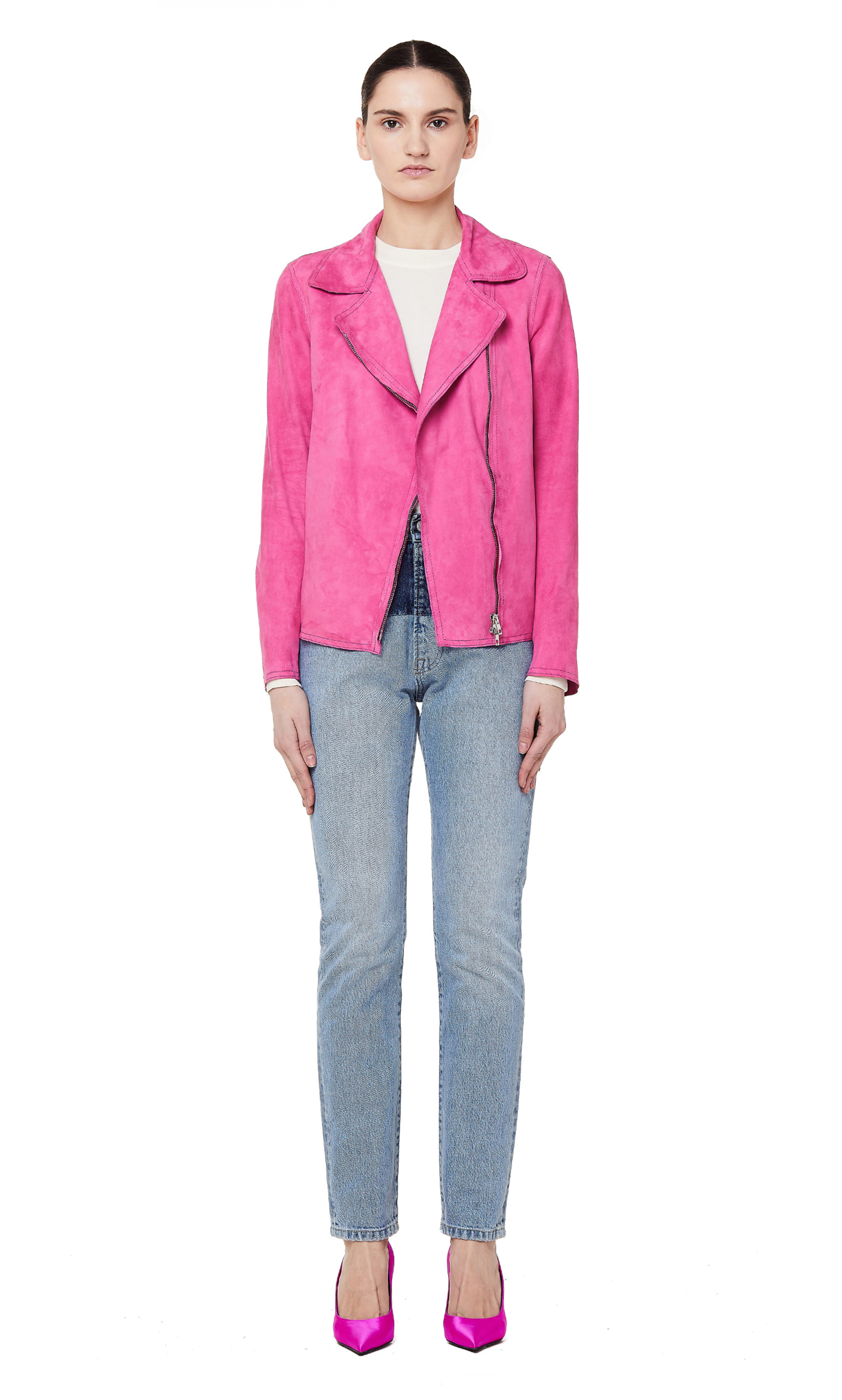 Salvatore Santoro Pink Leather Biker Jacket