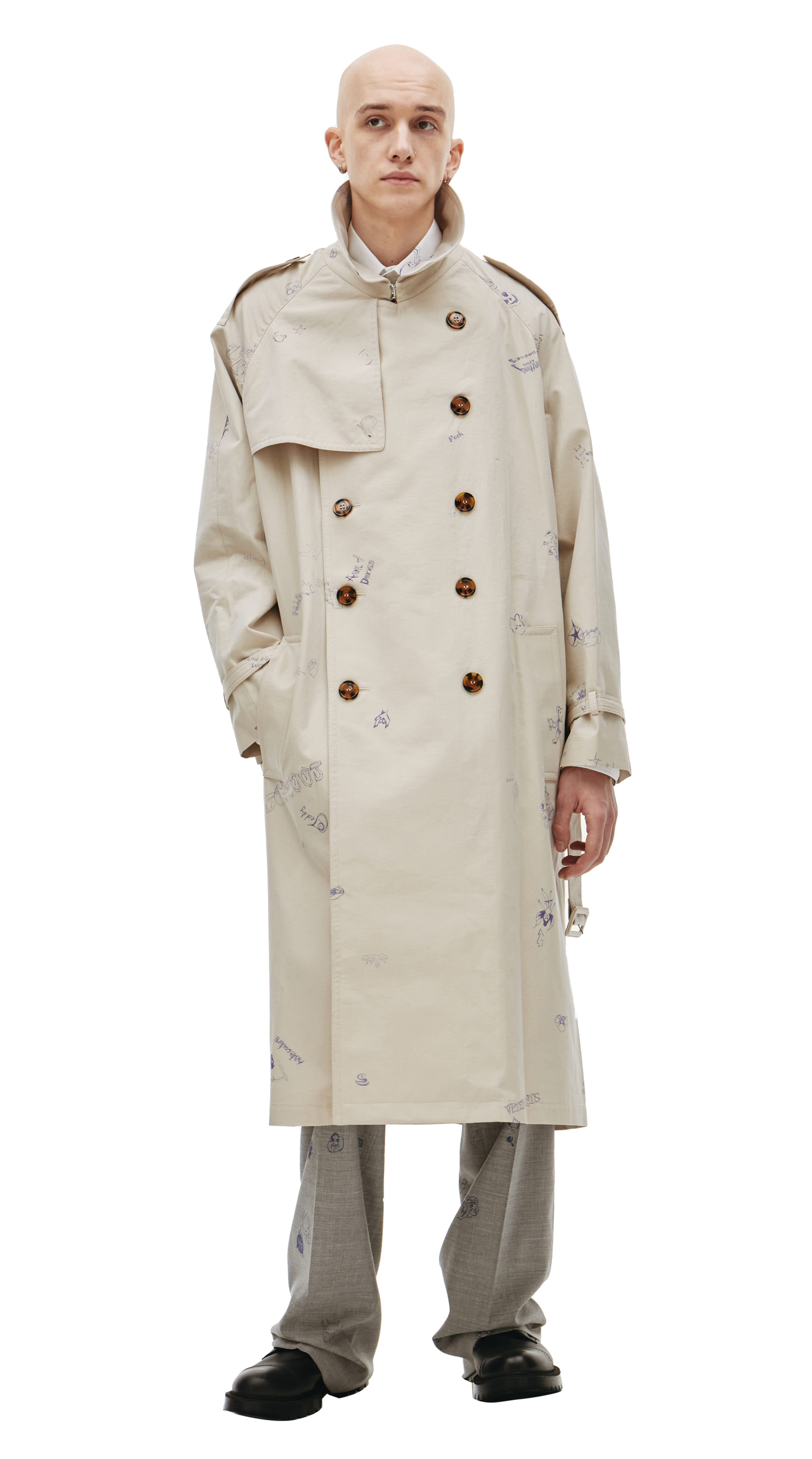 VETEMENTS Scribbled-print trench coat