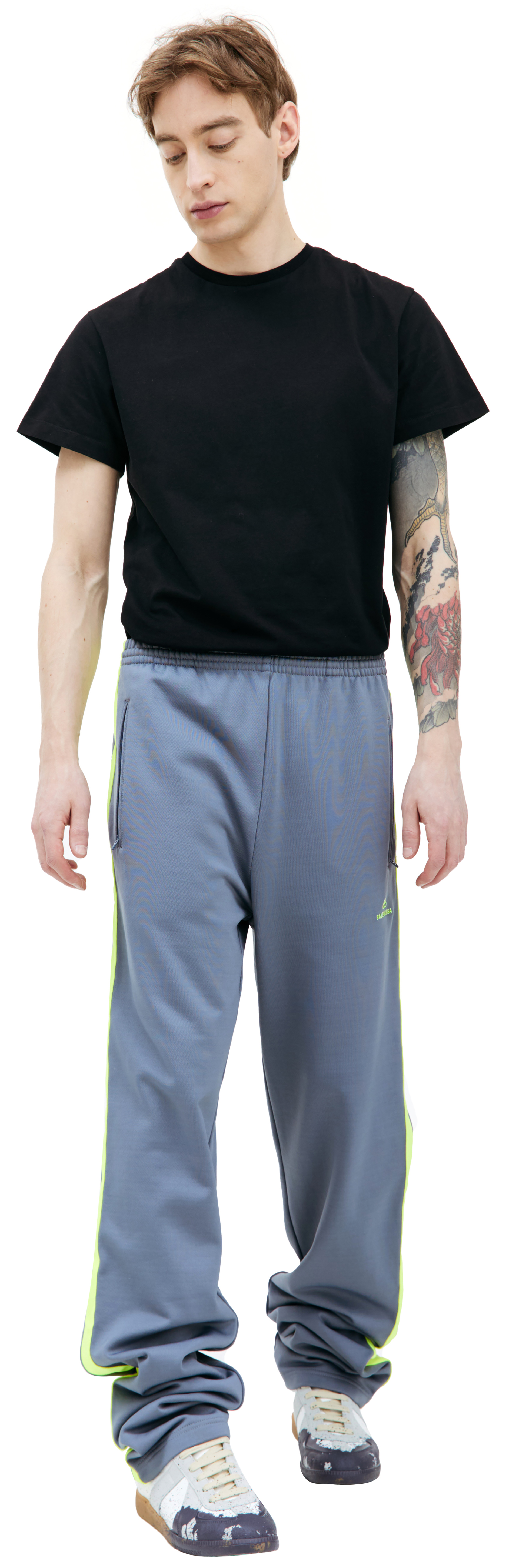 Balenciaga Grey Trackpants with Neon Stripes