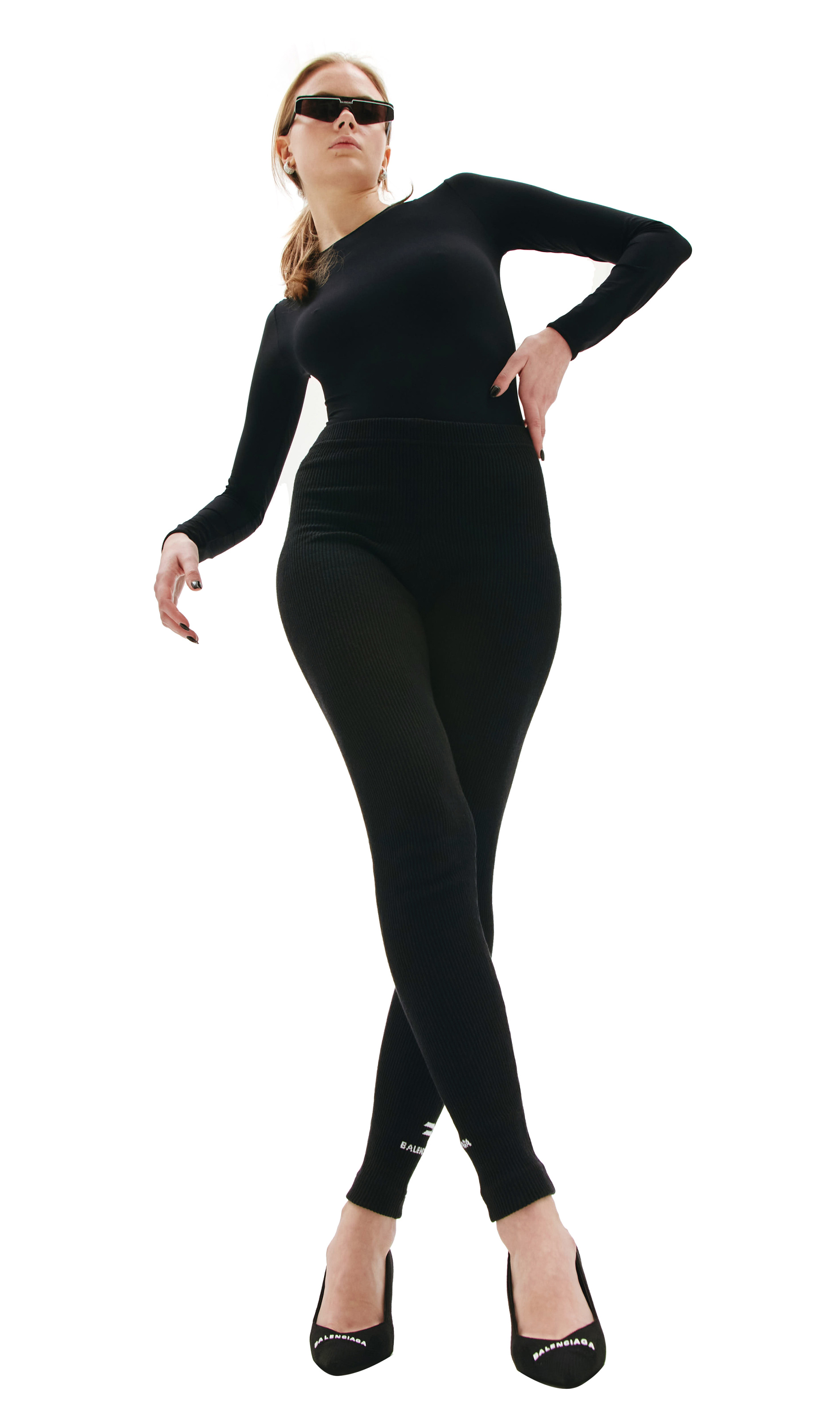 Balenciaga Logo Rib Knit Leggings