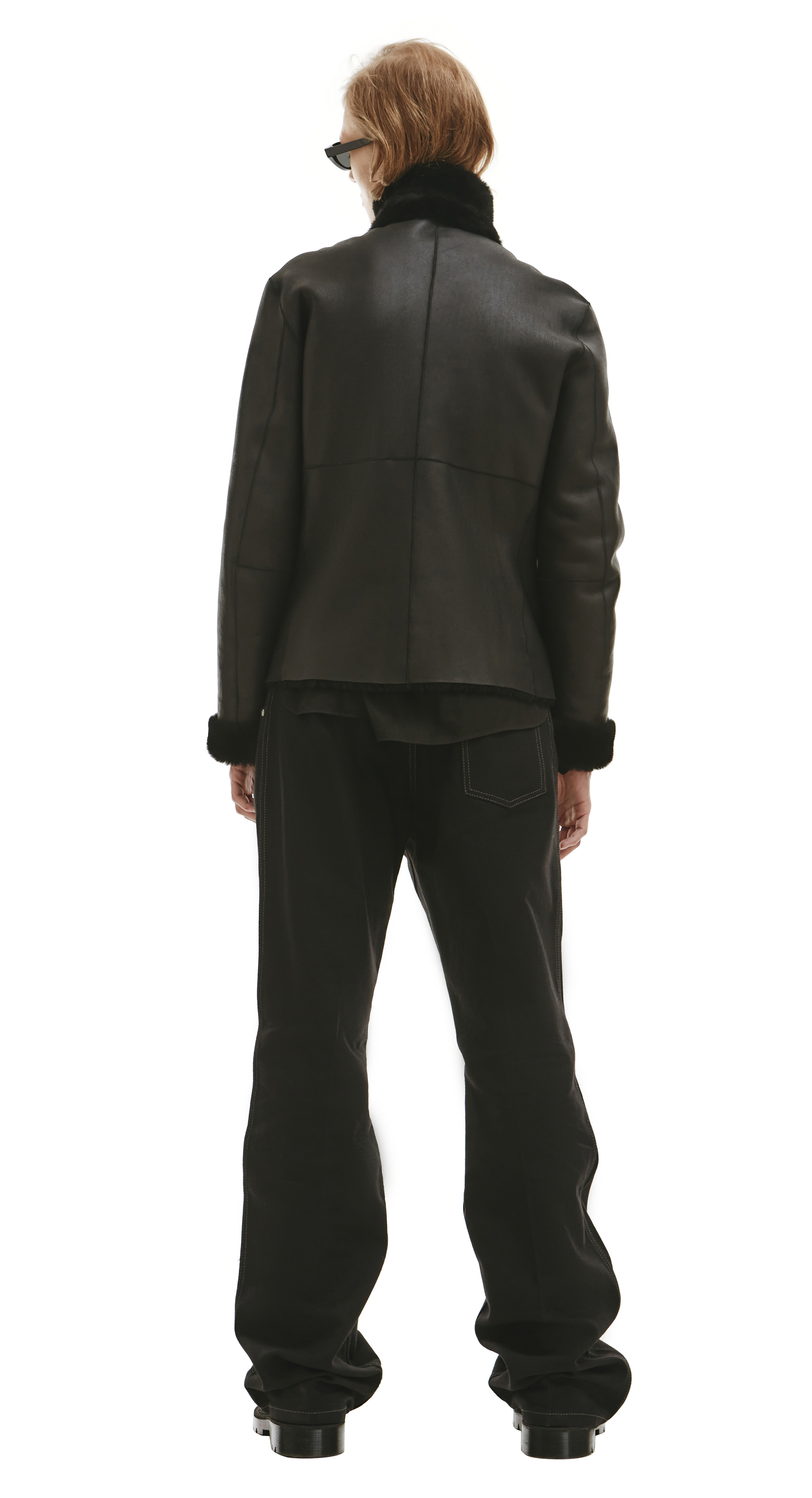 Yohji Yamamoto Black Reversible Backlash Shearling Jacket