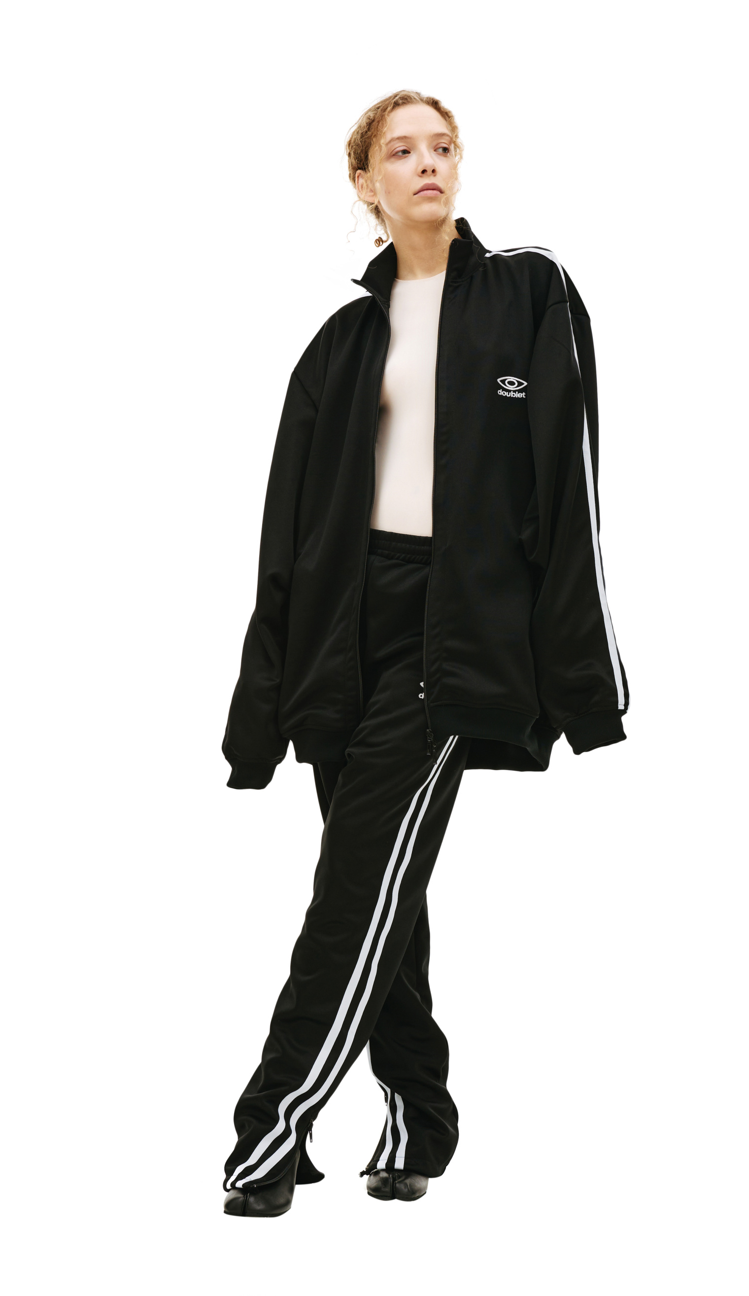 Buy Doublet women black invisible track jacket for $510 online on