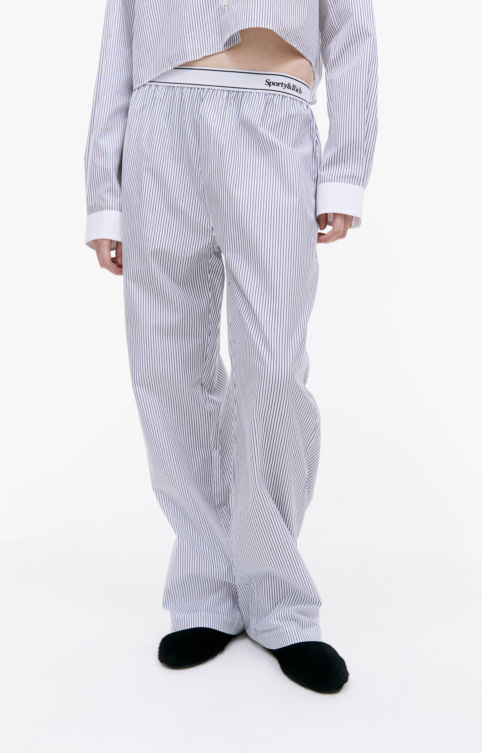 SPORTY & RICH Cotton striped trousers