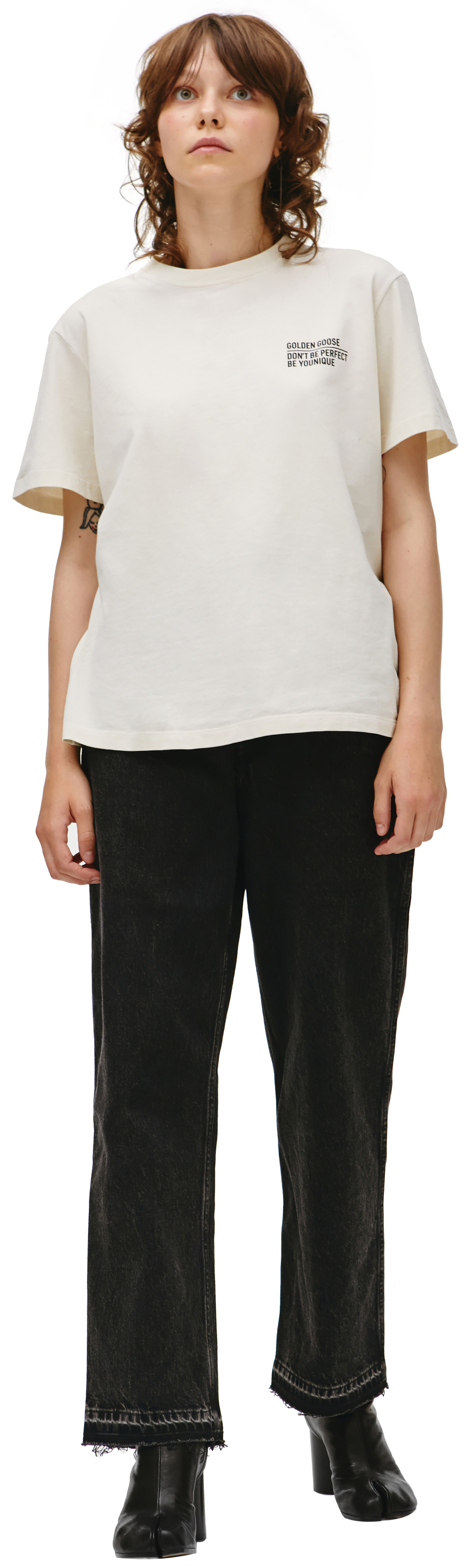 Golden Goose Cotton Logo T-shirt in beige