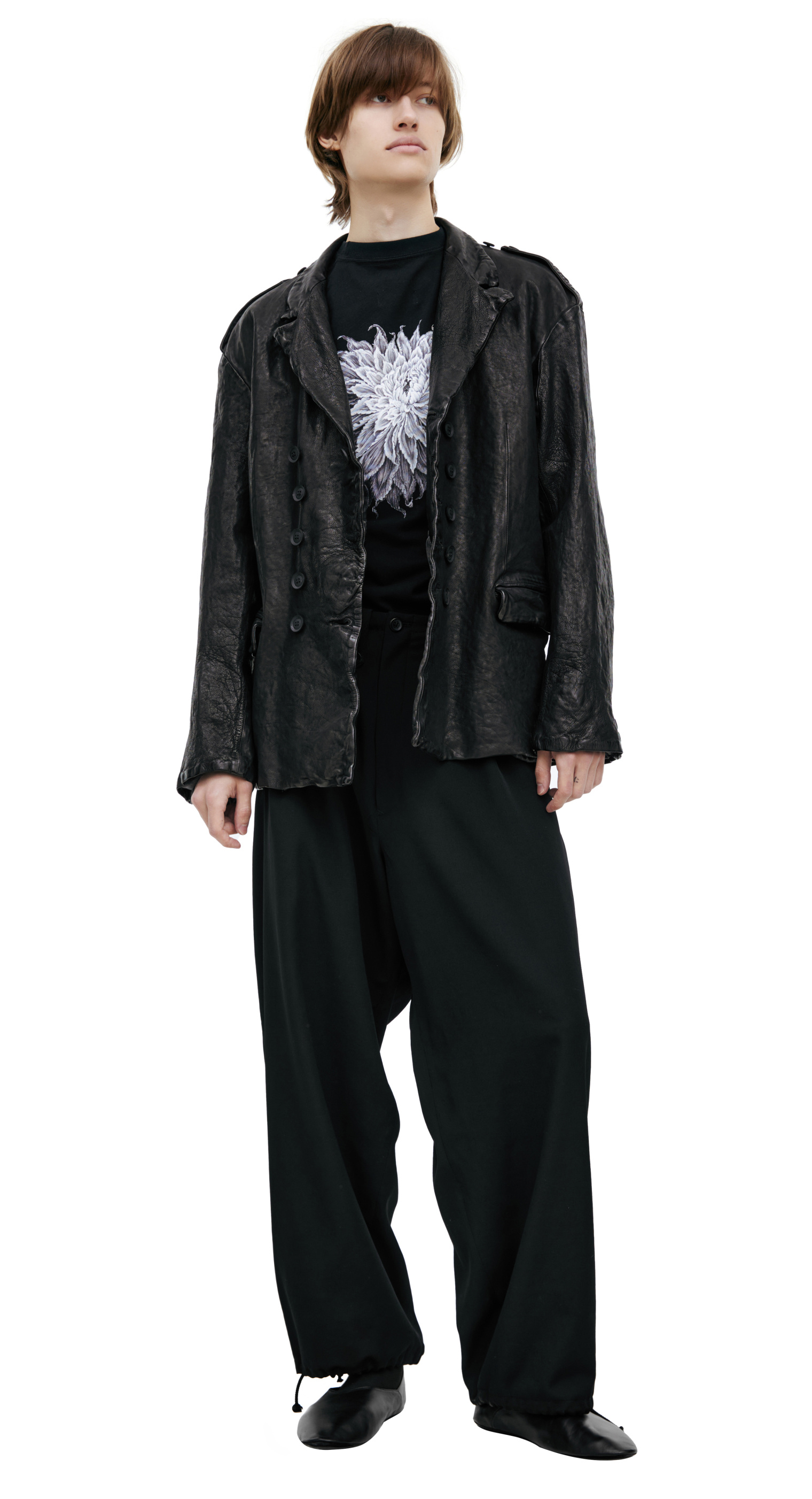 Yohji Yamamoto Leather jacket with buttons