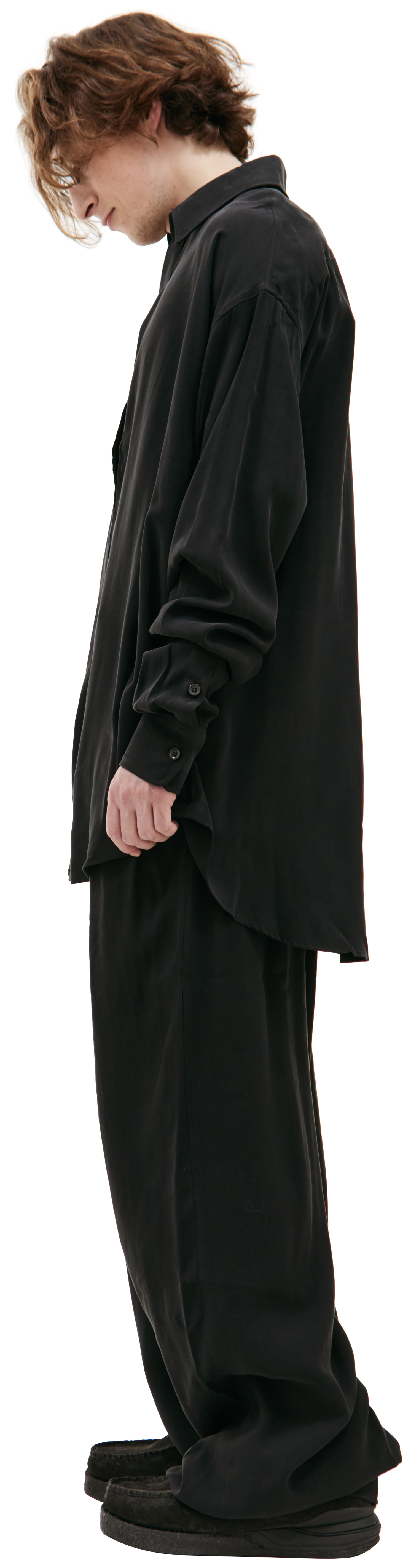 LOUIS GABRIEL NOUCHI Черная рубашка с асимметричным вырезом