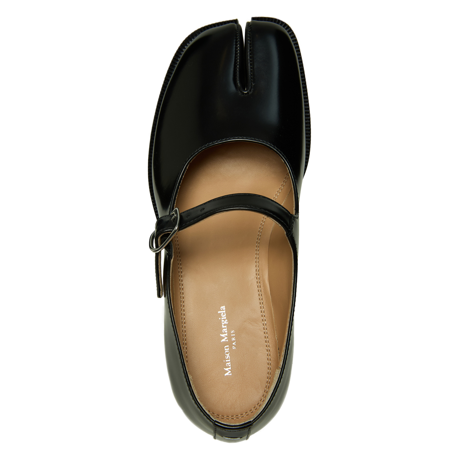 Buy Maison Margiela women black leather tabi mary-jane shoes for