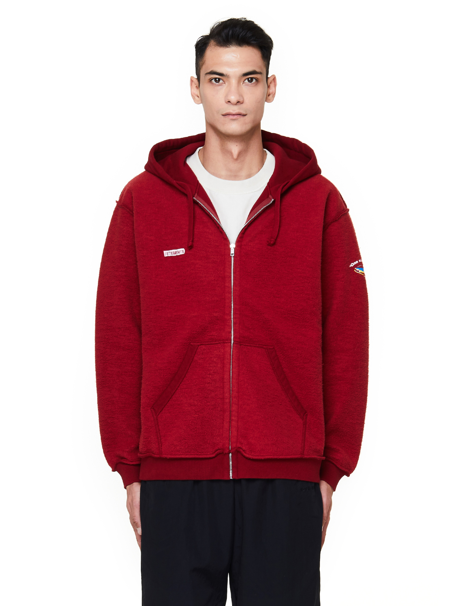 VETEMENTS Красное хлопковое худи inside out